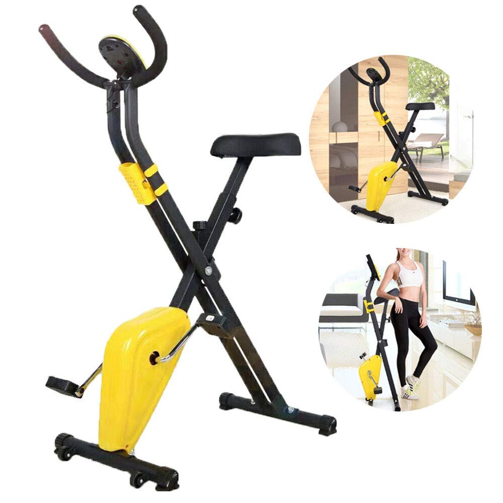 Foldable Adjustable Seat Upright Exercise Bike - Home Gym Cardio Workout Equipment for Indoor Cycling | Perfect for Small Spaces & Apartment Fitness