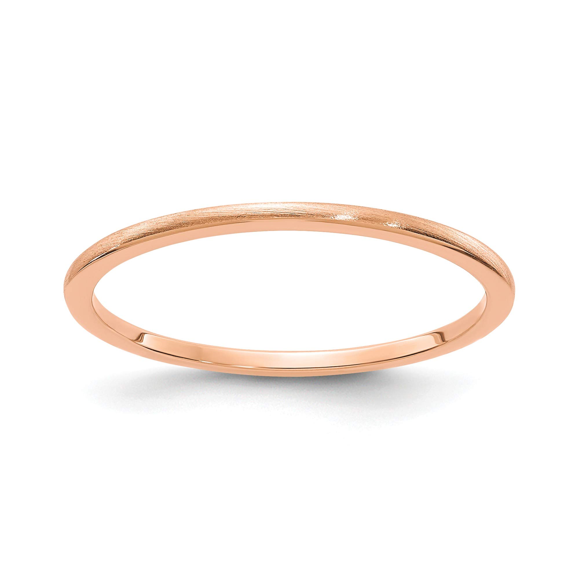 14K Rose Gold 1.2mm Half Round Satin Stackable Band Ring - Size 8.5 - Dainty Minimalist Wedding Band, Anniversary Gift for Her - Perfect for Everyday Wear, Stacking & Special Occasions