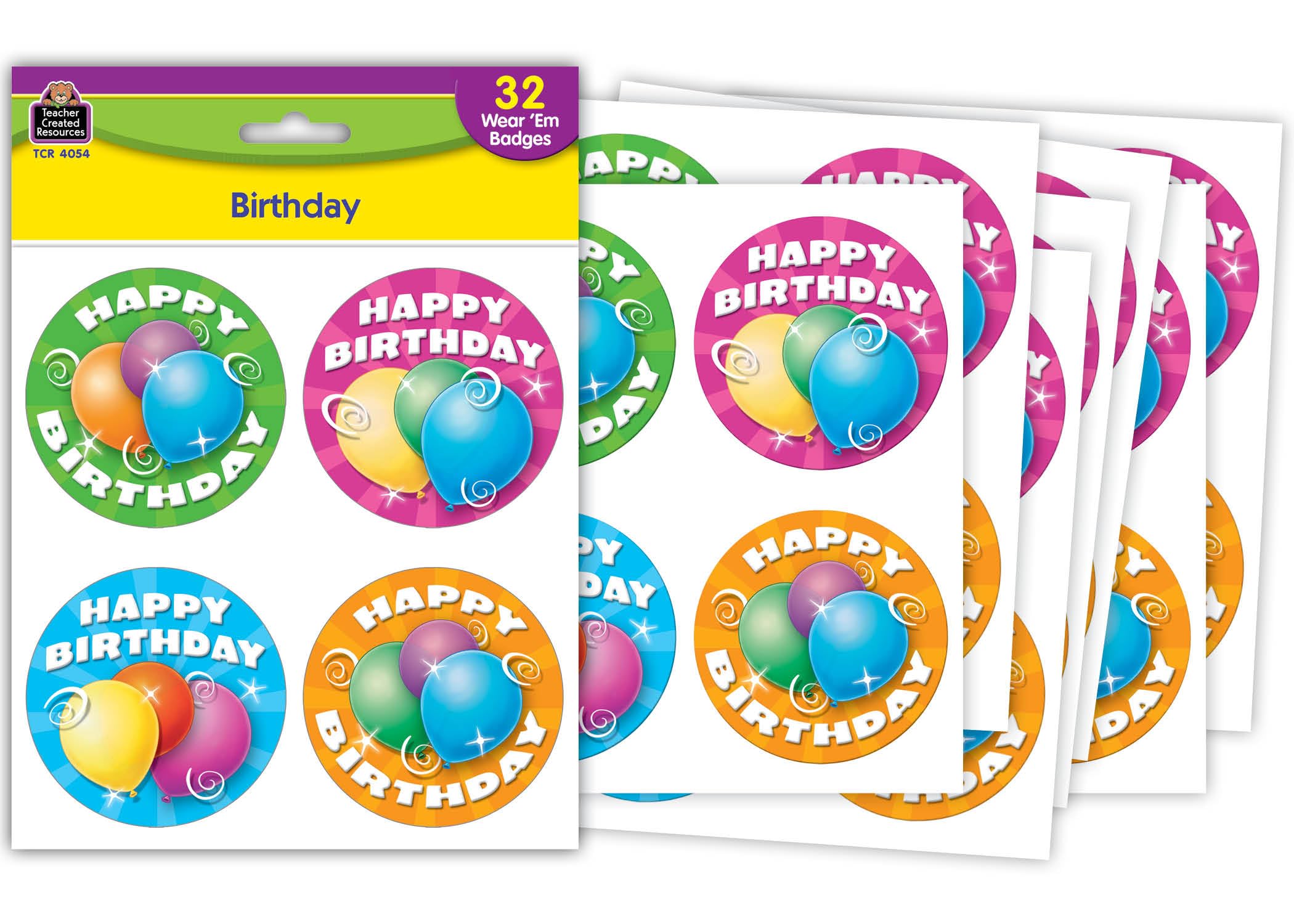 Teacher Created Resources Birthday Wear'Em Badges (4054) - Fun Classroom Reward Incentives for Students' Birthdays & Special Events