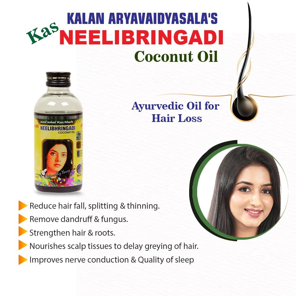 Kas Mark Kalan Aryavaidya Sala Neelibhringadi Coconut Oil - 450ml | 100% Pure Ayurvedic Hair Care for Dry Scalp & Dandruff | Perfect for Daily Hair Massage & Nourishment