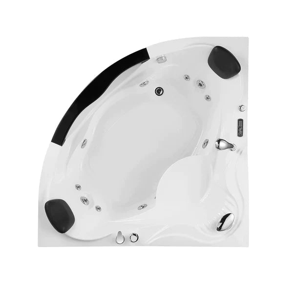 Empava 59-Inch Corner Jetted Bathtub with Thermostat & LED Lights - Whirlpool Spa Tub for Relaxation (59JT319LED) - Perfect for Master Bathroom and Luxury Home Spa