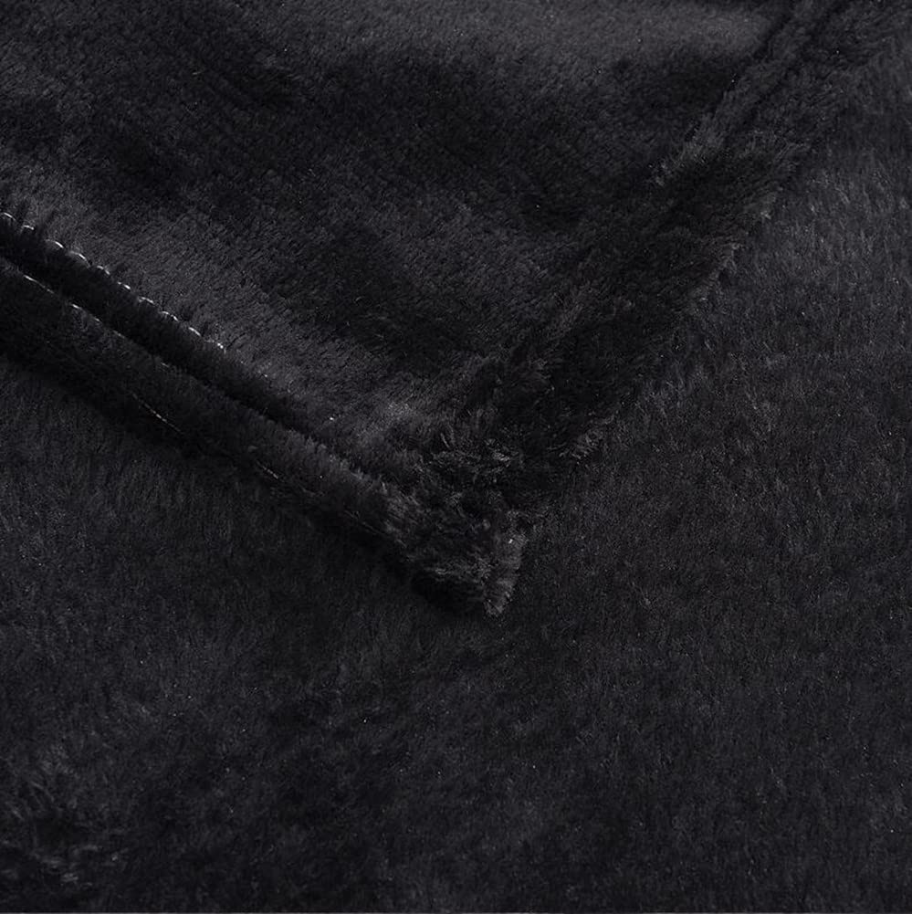 Soft Coral Fleece Cozy Throw Blanket - All Seasons Lightweight Polyester Plush Blanket for Sofa, Bed & Air Conditioner Use - Fuzzy Nap Blanket 59x78 Inches Black - Perfect for Living Room, Office & Travel