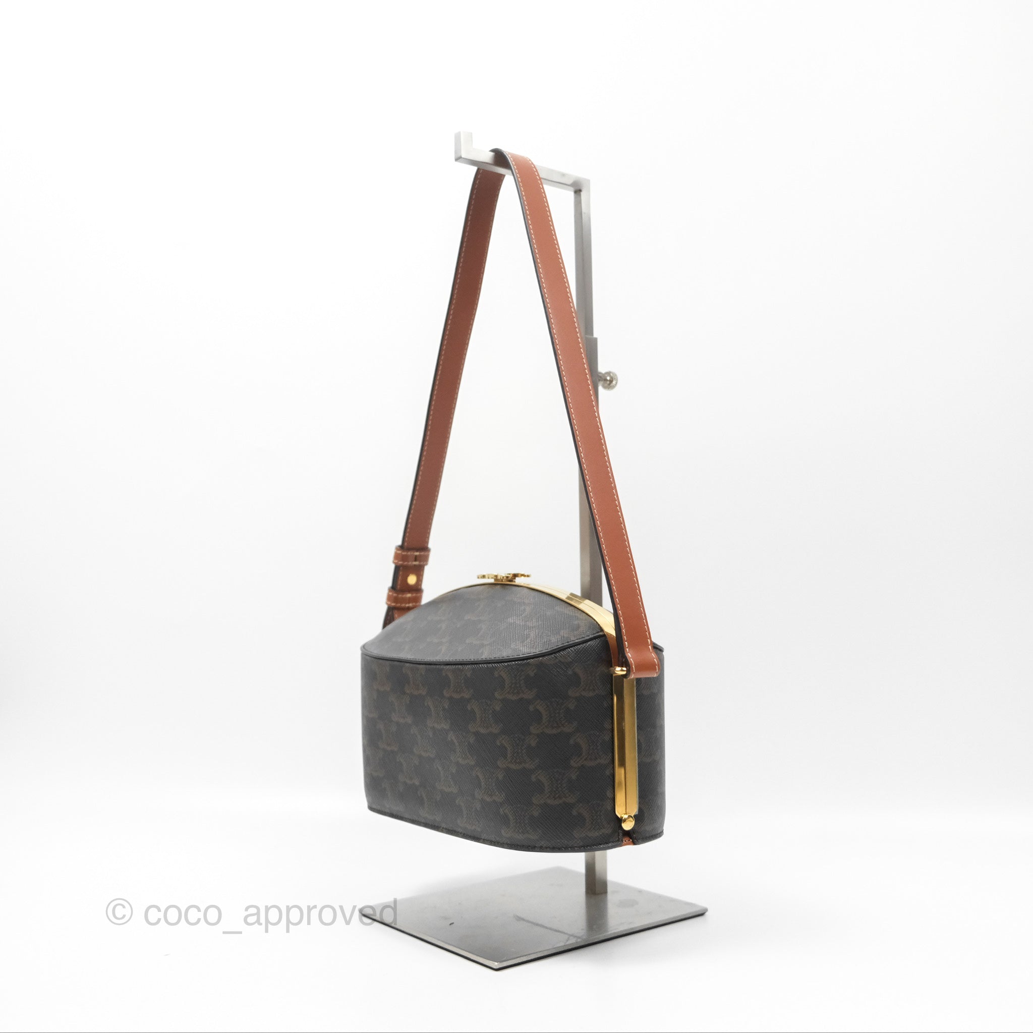 Celine Triomphe Canvas Lunch Box Bag in Tan - Stylish & Compact Handbag for Women, Perfect for Work, Travel, and Everyday Use