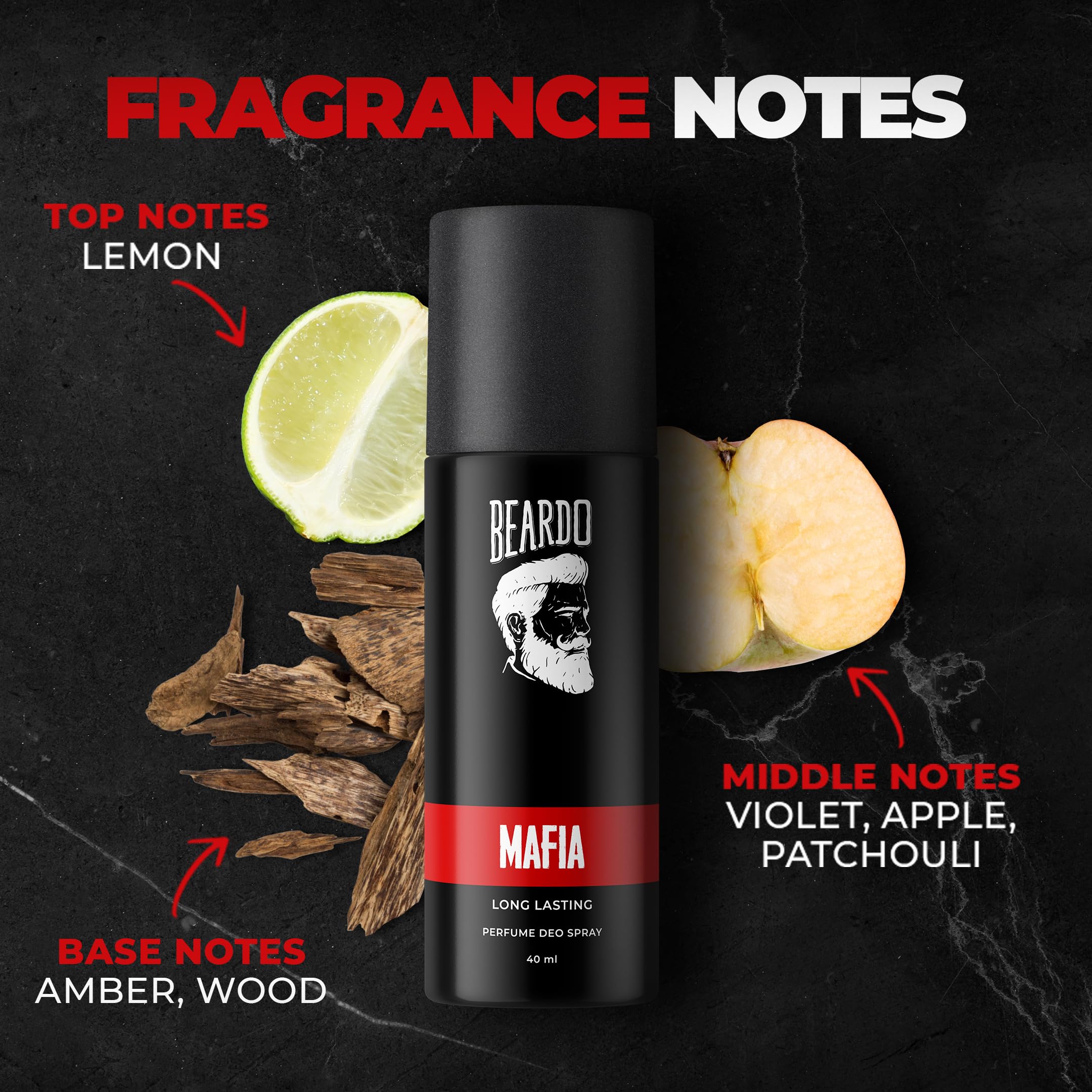 Beardo Godfather 150ml & Mafia 40ml Perfume Deodorant Spray Set for Men - Citrus Aromatic Spicy Scent | Long Lasting Body Spray | Gift for Brother, Friends | Perfect for Daily Use, Office & Special Occasions