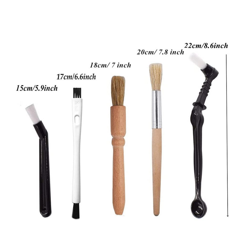 Professional Espresso Cleaning Brush Set - Wooden Coffee Grinder Brush & Nylon Group Head Brush (5-Piece Kit) for Barista & Home Coffee Machines - Perfect for Espresso Machine Maintenance & Coffee Equipment Cleaning