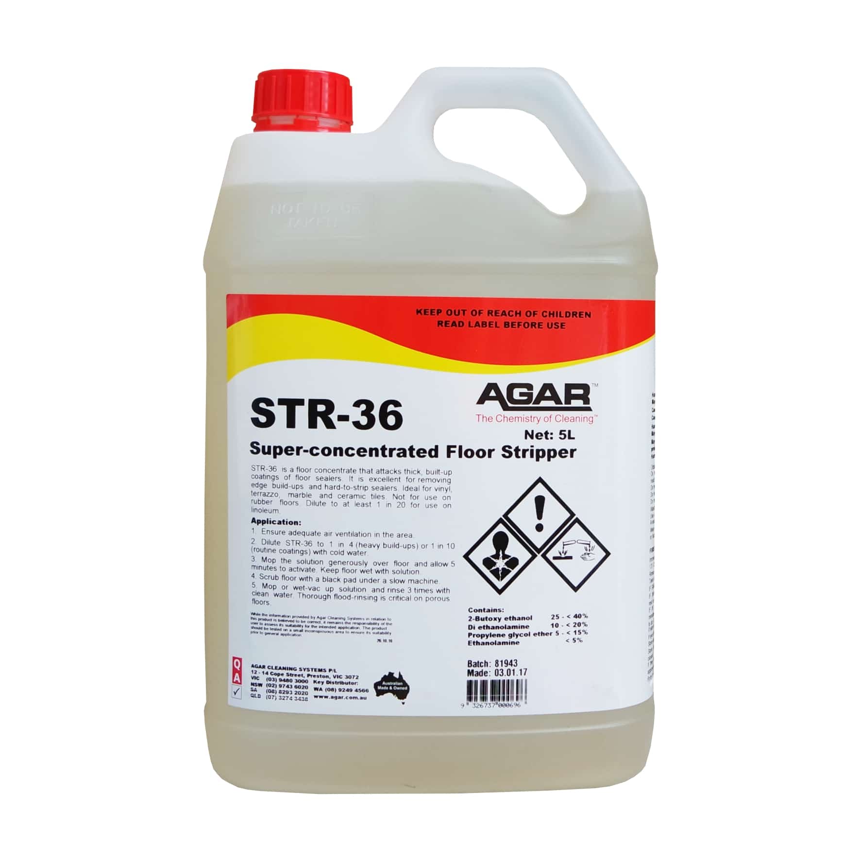 Agar STR 36 Professional Floor Stripper - Heavy-Duty Floor Cleaner for Vinyl, Tile & Concrete - Perfect for Commercial & Home Floor Maintenance