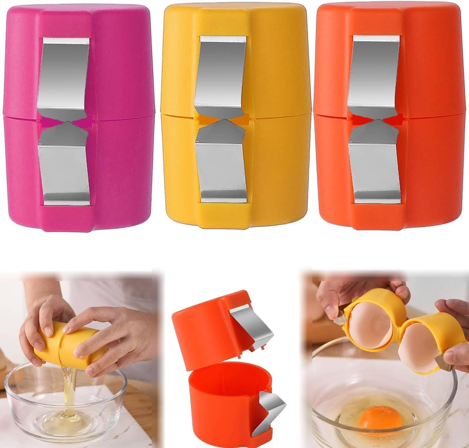 3Pcs Stainless Steel Egg Shell Opener - Creative Egg Cracker Tool for Raw Eggs, Eggshell Cutter & Breaker - Perfect Kitchen Gadget for Baking, Cooking & Breakfast Prep