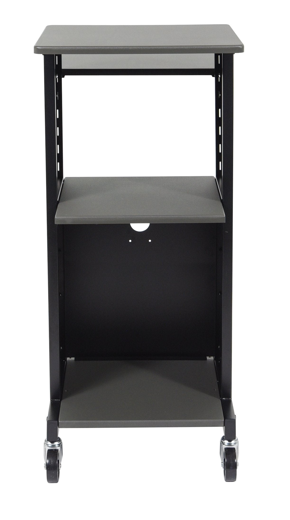 Luxor Gray 4-Shelf Mobile Presentation Cart - Rolling Storage Organizer for Office, Classroom, or Retail Display