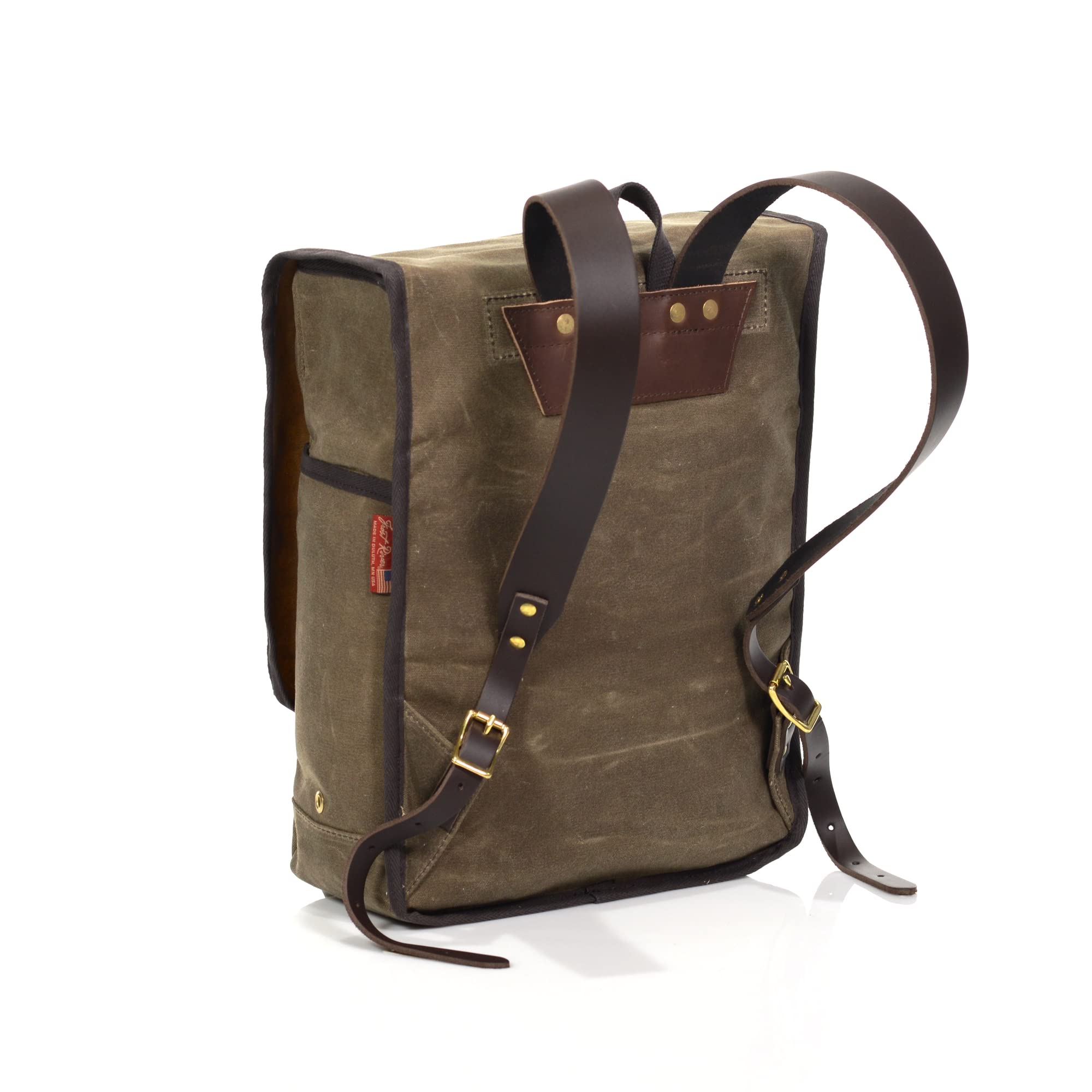 Frost River Mesabi Range Waxed Canvas & Leather Laptop Backpack - 16.7L Durable Hiking Daypack with Padded Sleeve, Premium Field Tan - Perfect for Work Commute, College Campus & Outdoor Adventures