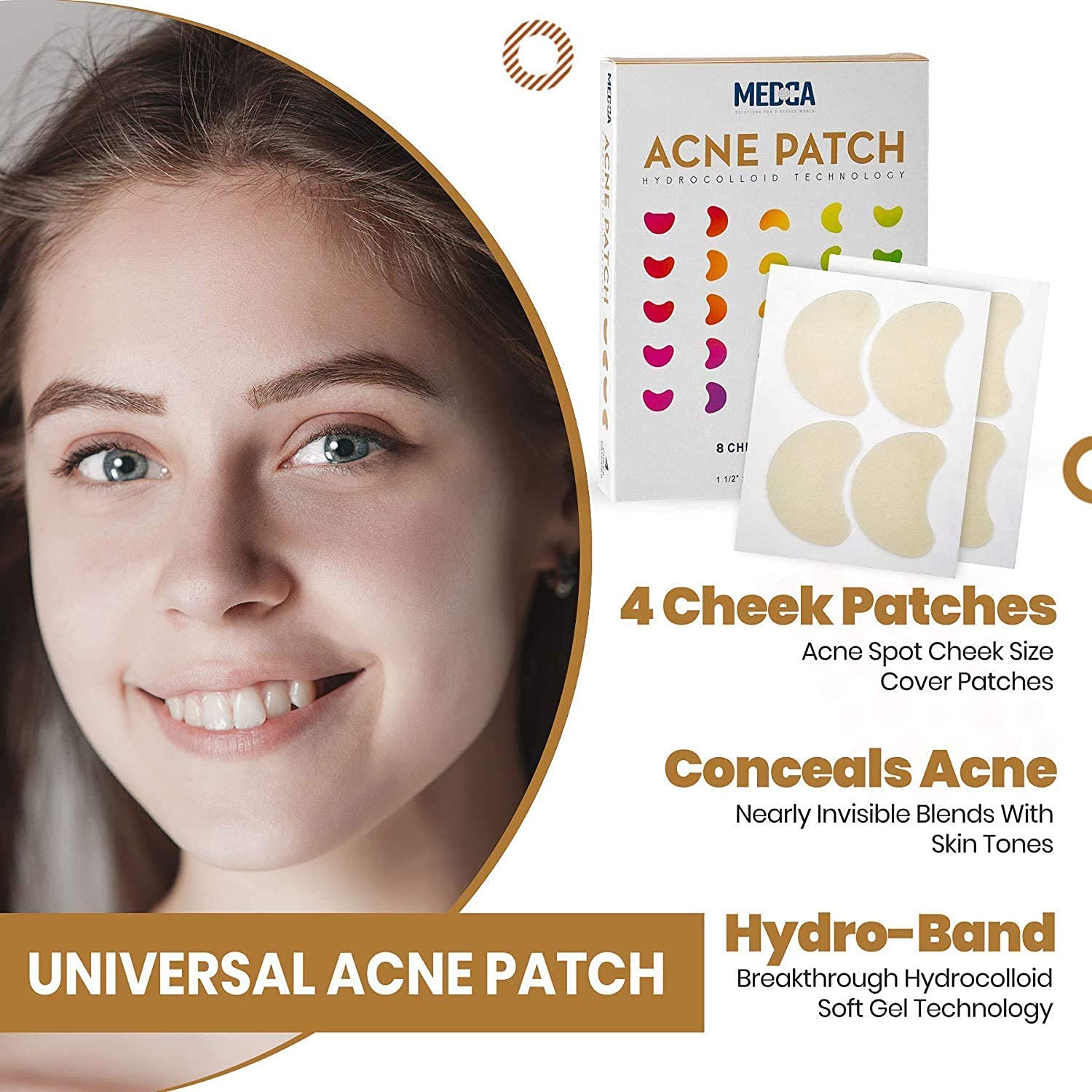 MEDca Acne Pimple Patch - 16 Count Hydrocolloid Bandages for Cheek & Face - Absorbing Spot Treatment for Pimples & Blackheads - Clear Skin Care for Teens & Adults - Perfect for Overnight Use & Daily Breakout Control