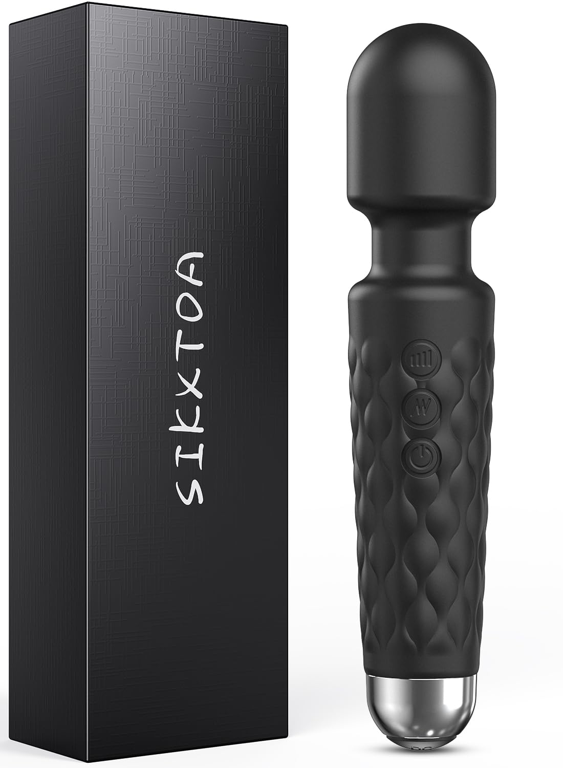 Powerful Waterproof Vibrator Wand for Women - 8 Speeds & 20 Vibration Patterns - Clitoral Stimulator & G-Spot Massager - Adult Sex Toy for Solo Play & Couples Intimacy (Black)