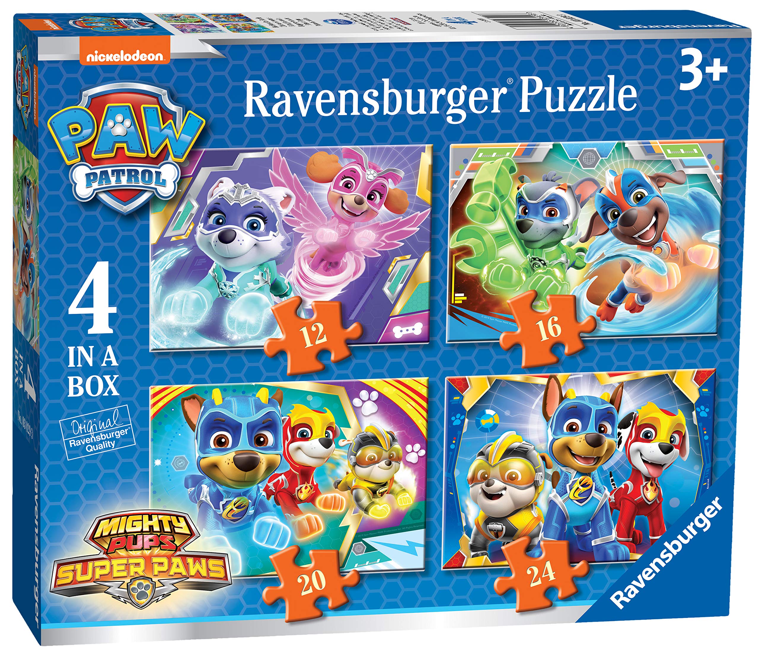 Ravensburger Paw Patrol Mighty Pups 10.2cm Jigsaw Puzzles (12, 16, 20, 24 Pieces) - Kids Puzzle for Ages 3+ - Multicolor Educational Toy (3029) - Perfect for Birthday Gifts & Early Learning Activities