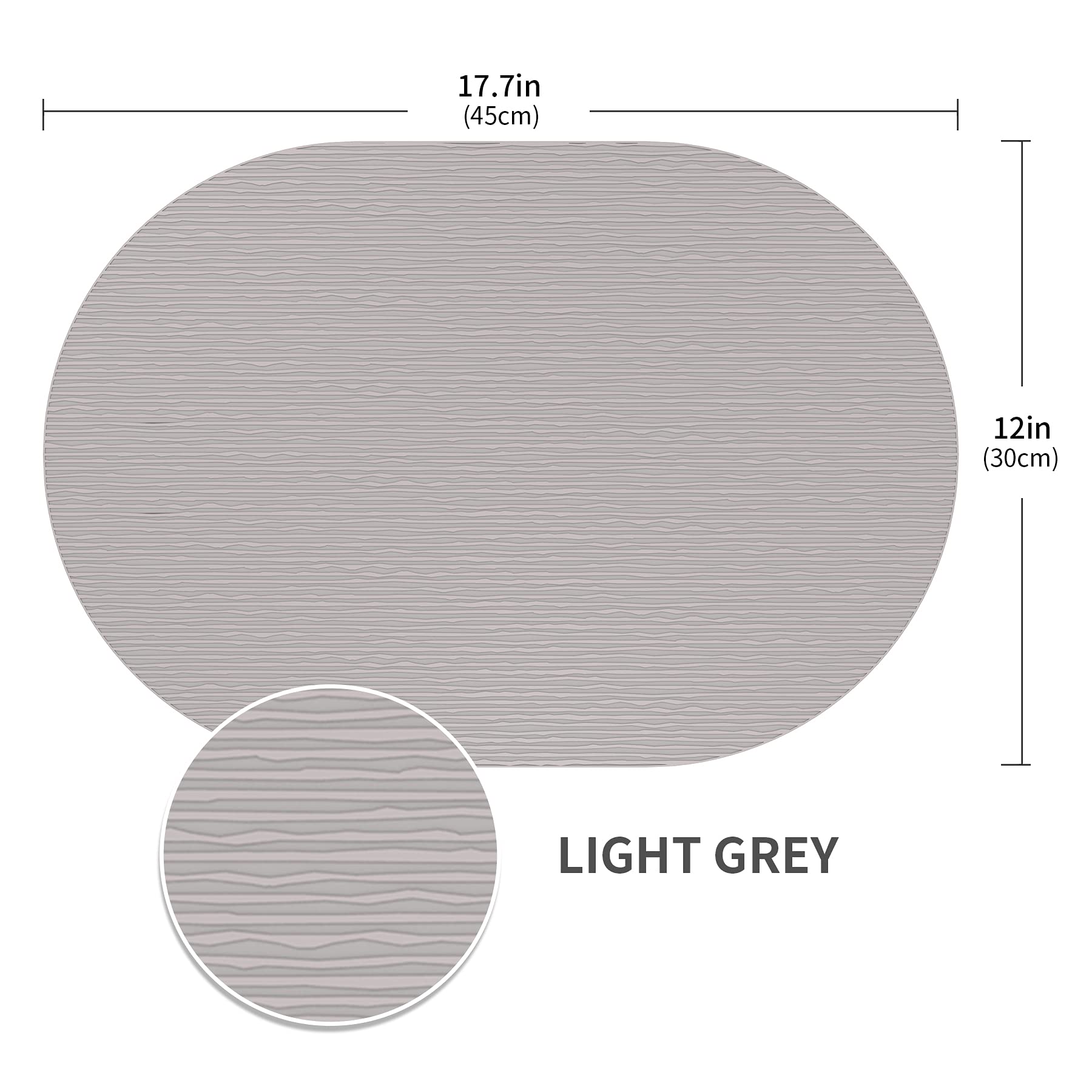 Premium Silicone Placemats Set of 4 - Non-Slip Waterproof Heat Resistant Oval Dining Table Mats for Indoor & Outdoor Use - Perfect for Patio, Kitchen, Restaurant & Picnic (Dark Gray)