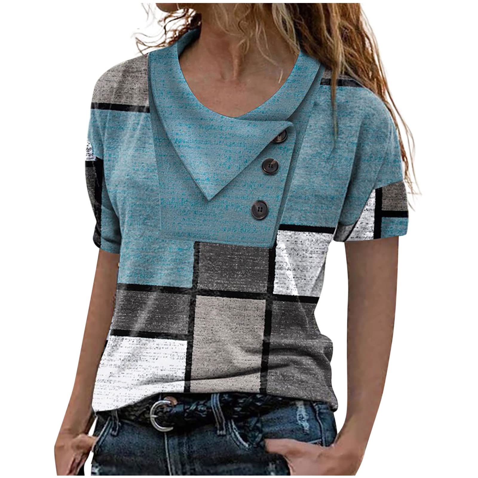 Women's Casual V-Neck Short Sleeve Criss Cross Ribbed T-Shirt Blouse - Summer Fashion Tops for Women - Perfect for Beach, Vacation & Everyday Wear