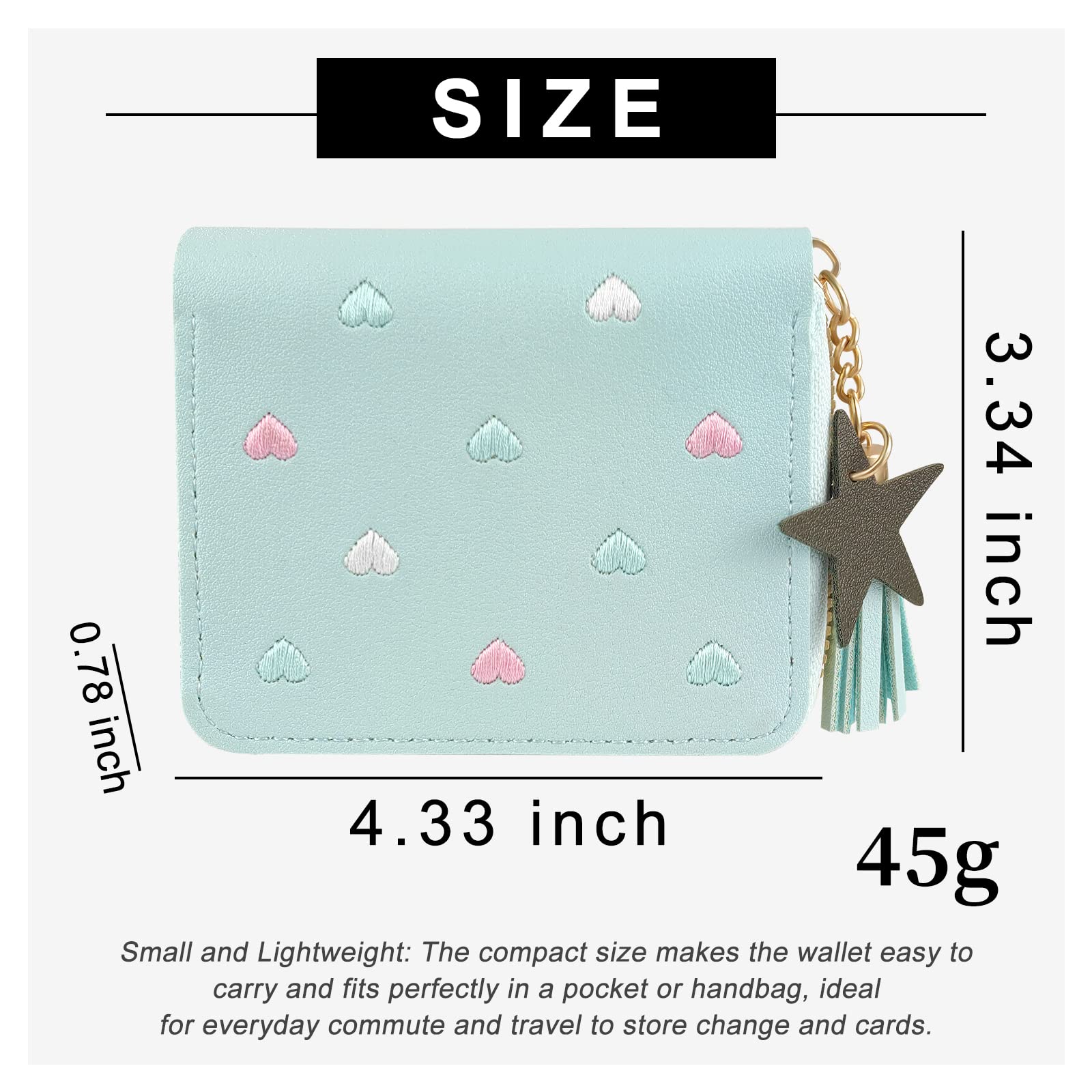 Women's PU Leather Wallet with Star Pendant - Slim Credit Card Holder & ID Organizer for Everyday Use, Travel, and Shopping (Blue)