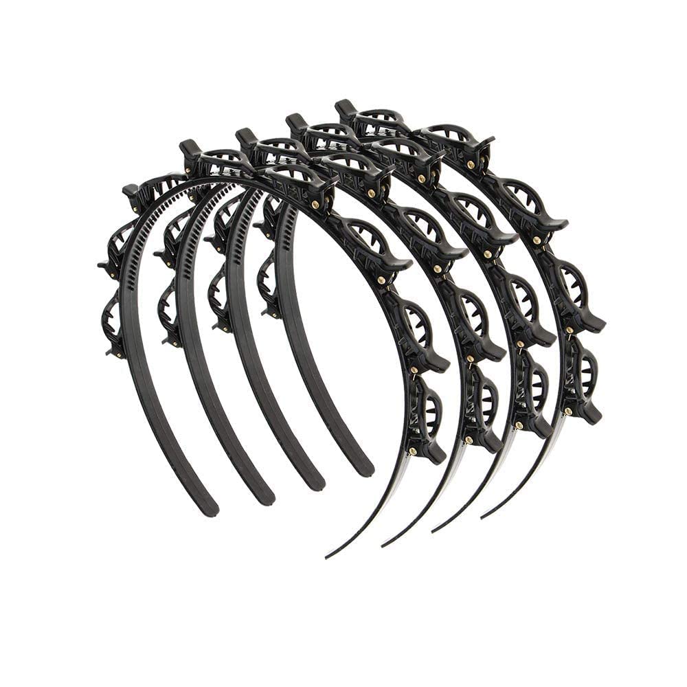 Flysales 4-Pack Twist Hairband - Alligator Hair Clips for Thin or Thick Hair, Korean Style Barrettes with Teeth Comb for Women & Girls (Black) | Perfect for Braiding, Updos, Ponytails & Everyday Hairstyles