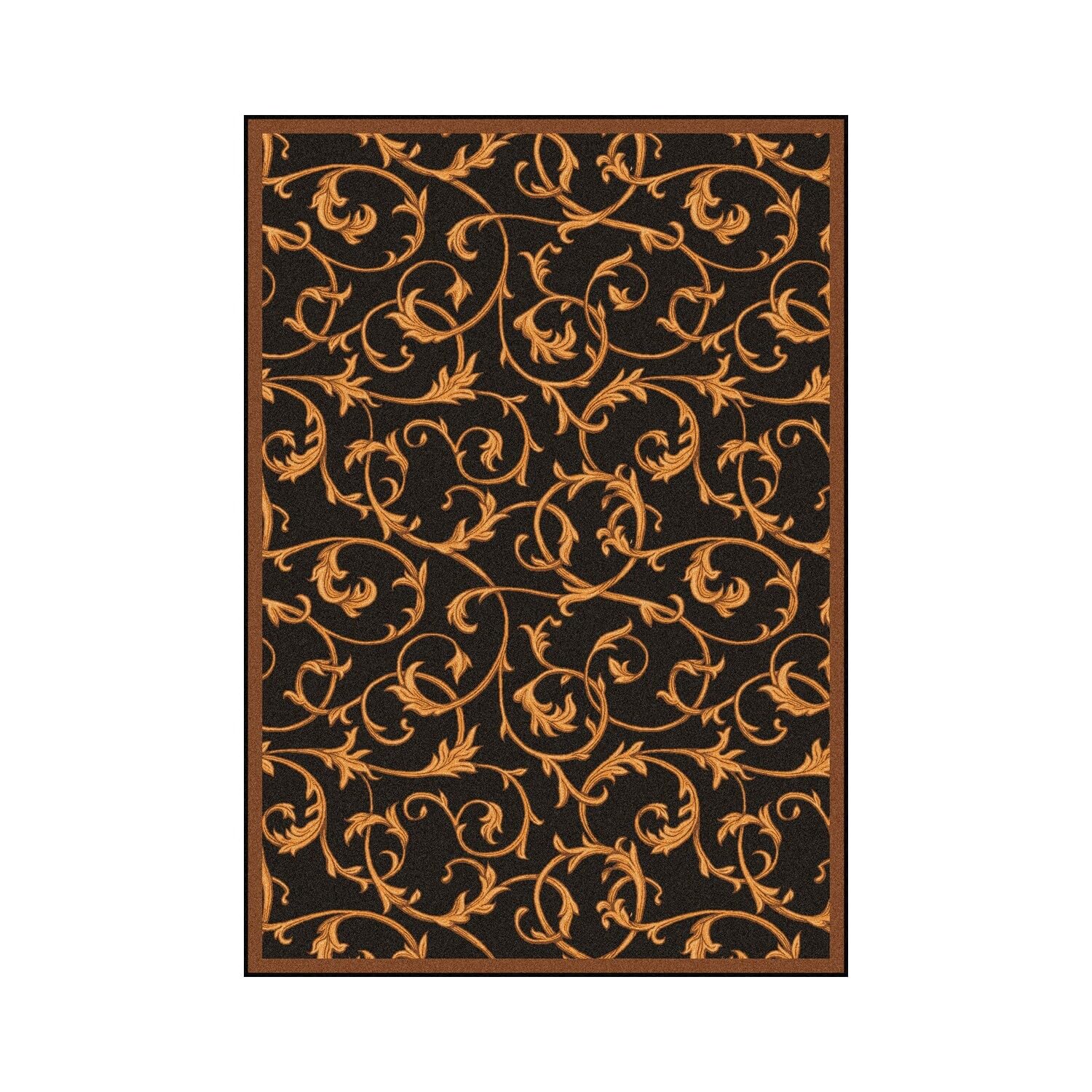 Joy Carpets Any Day Matinee Acanthus Theater Area Rug - Brown, 5x8 ft Soft & Durable Indoor Rug for Living Room, Bedroom, or Home Theater Decor