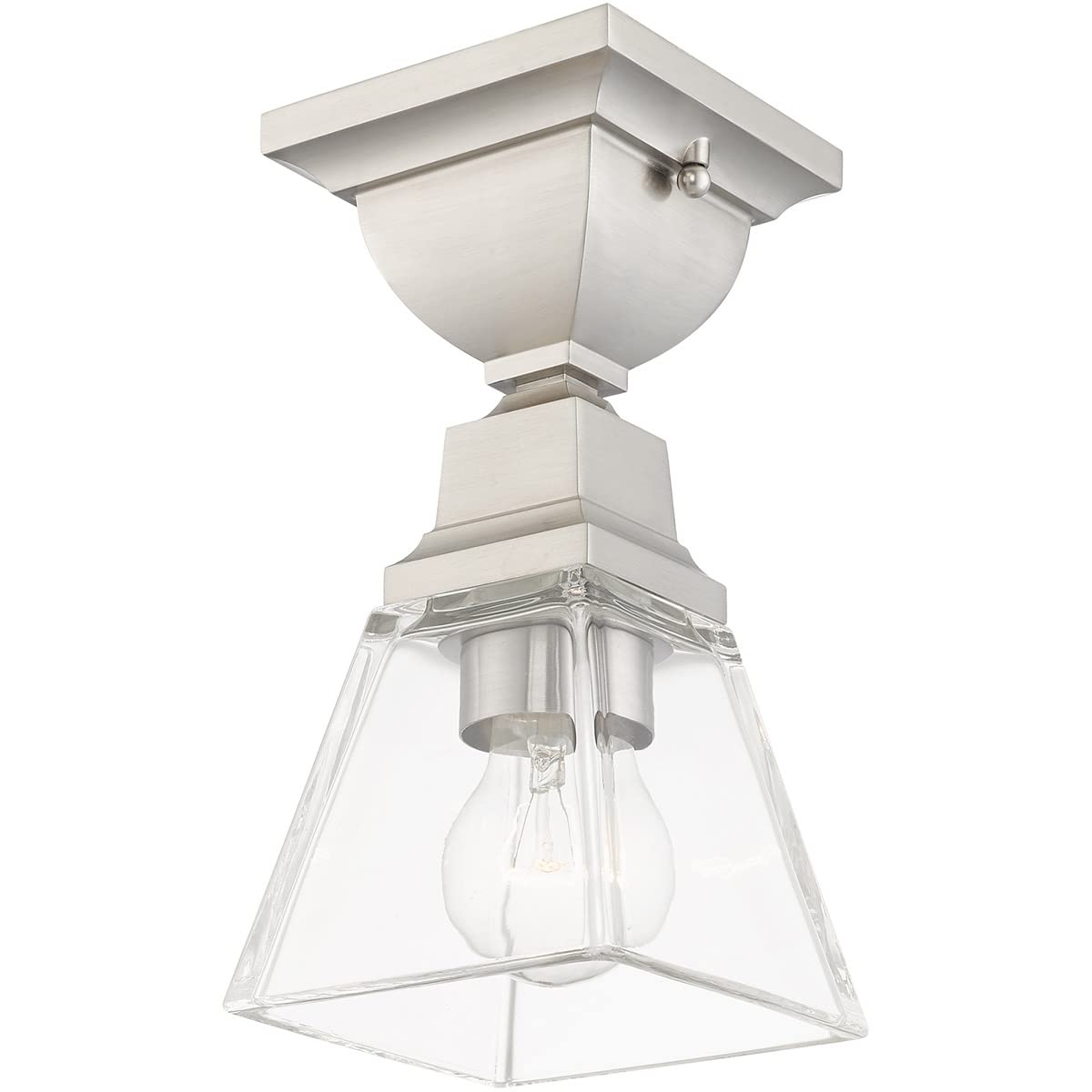 Livex Lighting Mission 1-Light Brushed Nickel Ceiling Mount Fixture - Modern Flush Mount Light for Bedroom, Hallway & Kitchen Lighting