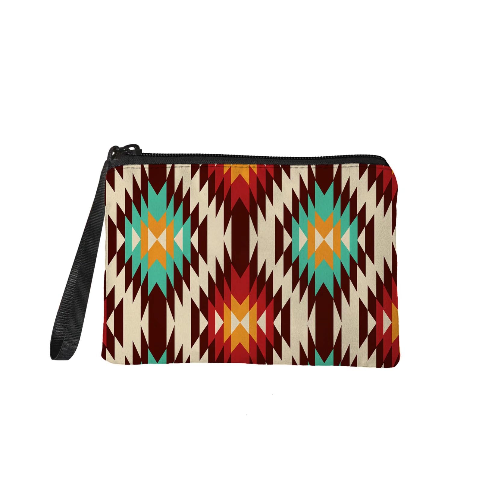 Aztec Style Tribal Pattern Cosmetic Bag - Waterproof Makeup Pouch & Travel Toiletry Organizer for Women | Portable Coin Purse & Jewelry Storage | Perfect for Travel, Gym, Beach & Daily Use