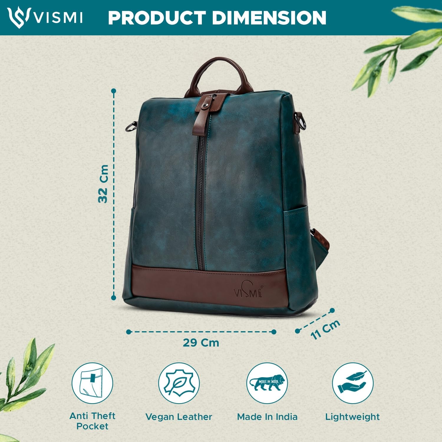 VISMIINTREND Women's Leather Backpack - Stylish 13