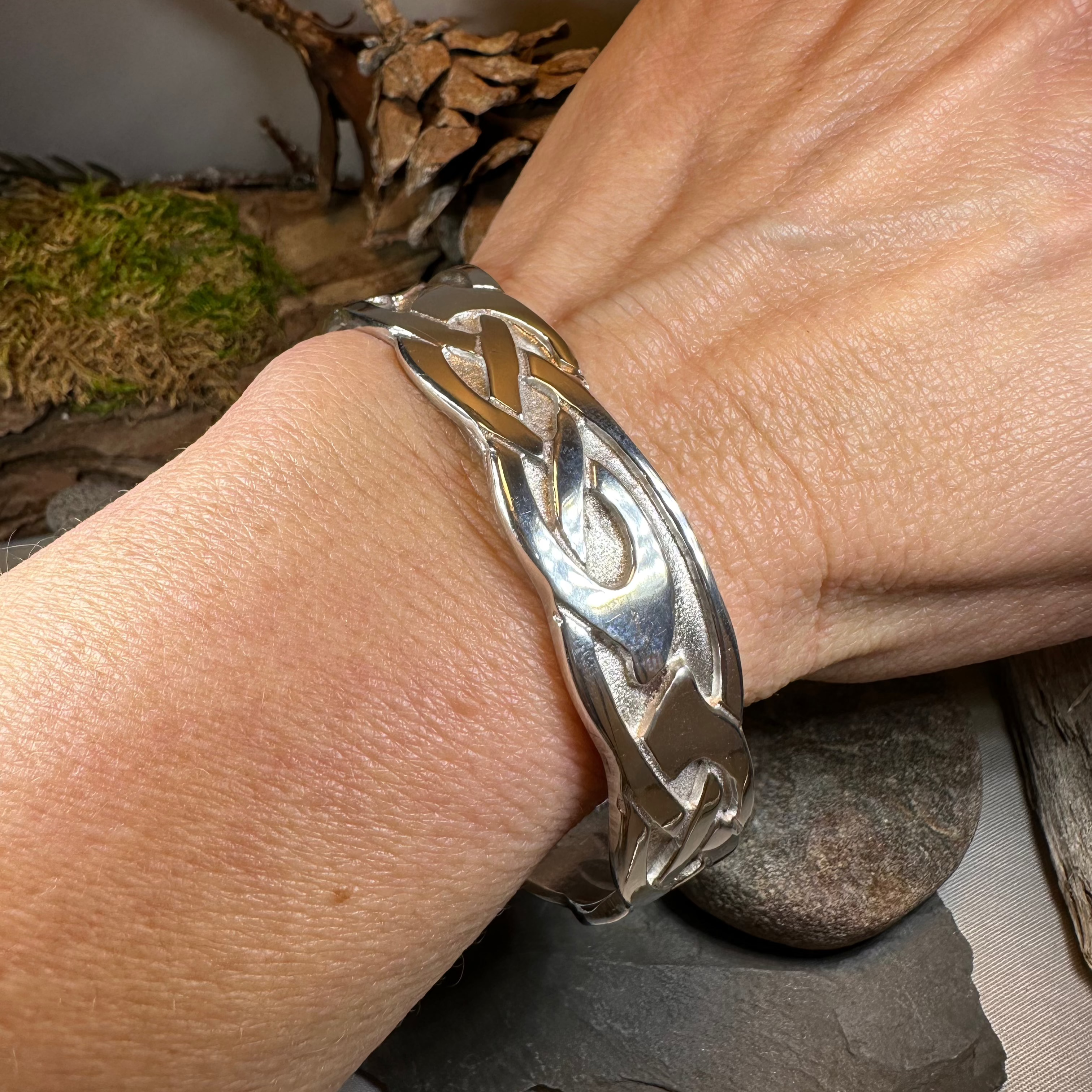 Celtic Pewter Cuff Bracelet for Women - Handcrafted Irish Knot Design - Perfect for Weddings, Parties & Everyday Wear