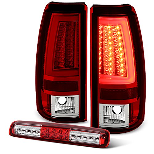 AKKON Red LED Light Tube Tail Brake Lights + 3rd High Mount Cargo Lamp for 2003-2007 Chevy Silverado & GMC Sierra Trucks - Enhanced Visibility & Safety for Night Driving & Cargo Hauling