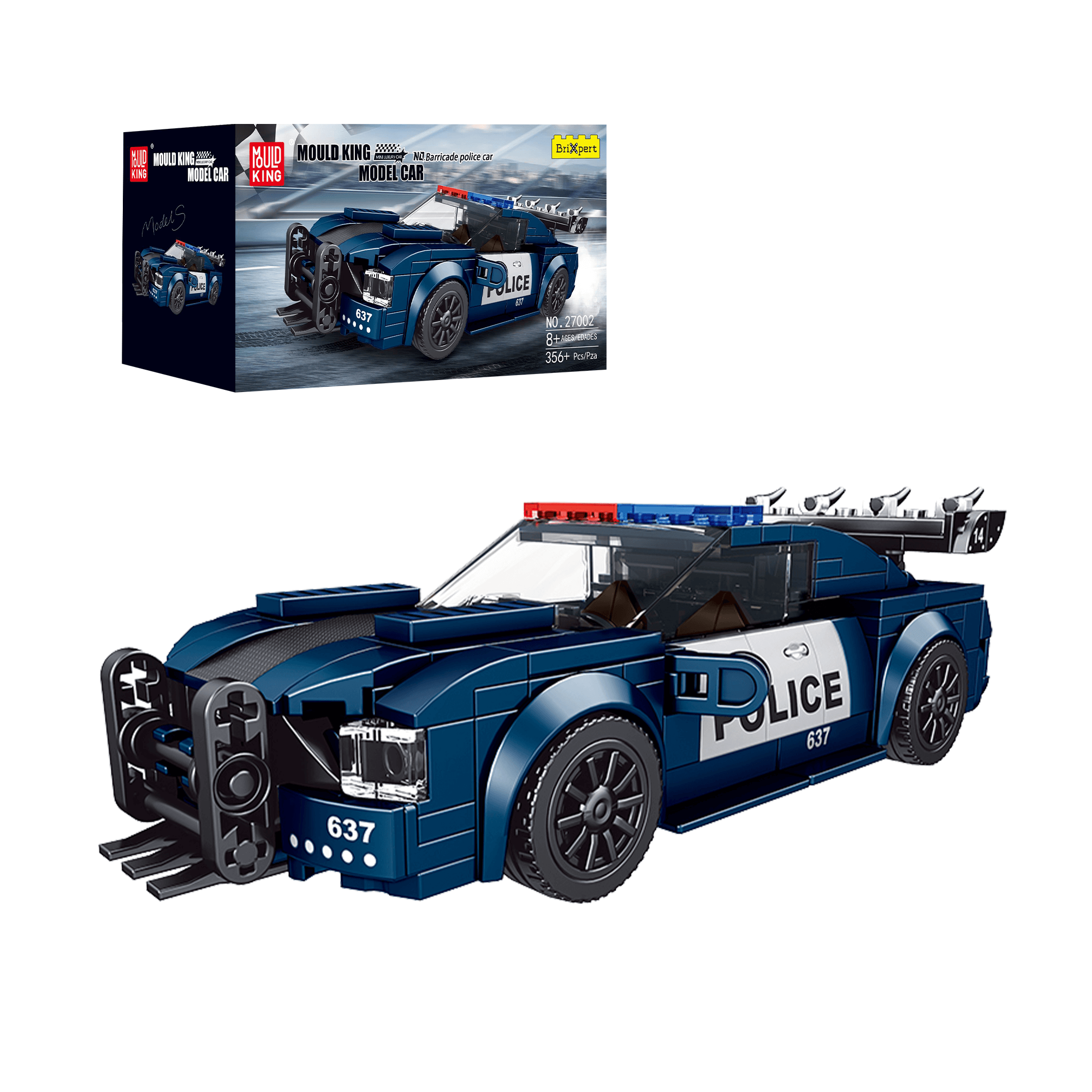 Mould King 27002 The Barricade Police Mini Sports Car Building Set | 356 PCS STEM Toy for Kids & Adults | Creative Gift for Birthday & Christmas | Fun DIY Model Car for Play & Display