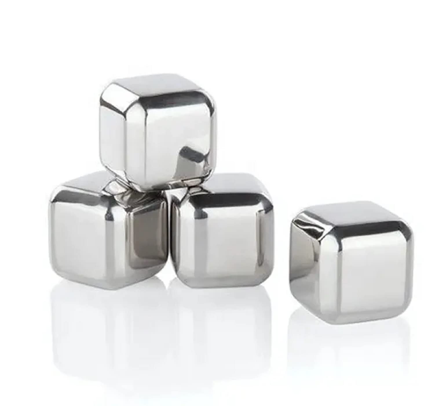 Premium Stainless Steel Whiskey Stones - Reusable Ice Cubes for Whiskey, Vodka, Cocktails, Wine & Beverages - Chills Without Diluting (Set of 2) - Perfect for Home Bars, Parties & Gifts