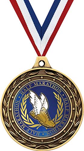 Half Marathon Gold Duo Medal - 3 Inch Running Prize Trophy for Kids & Adults - Race Awards for Marathons, Fun Runs & School Sports Events