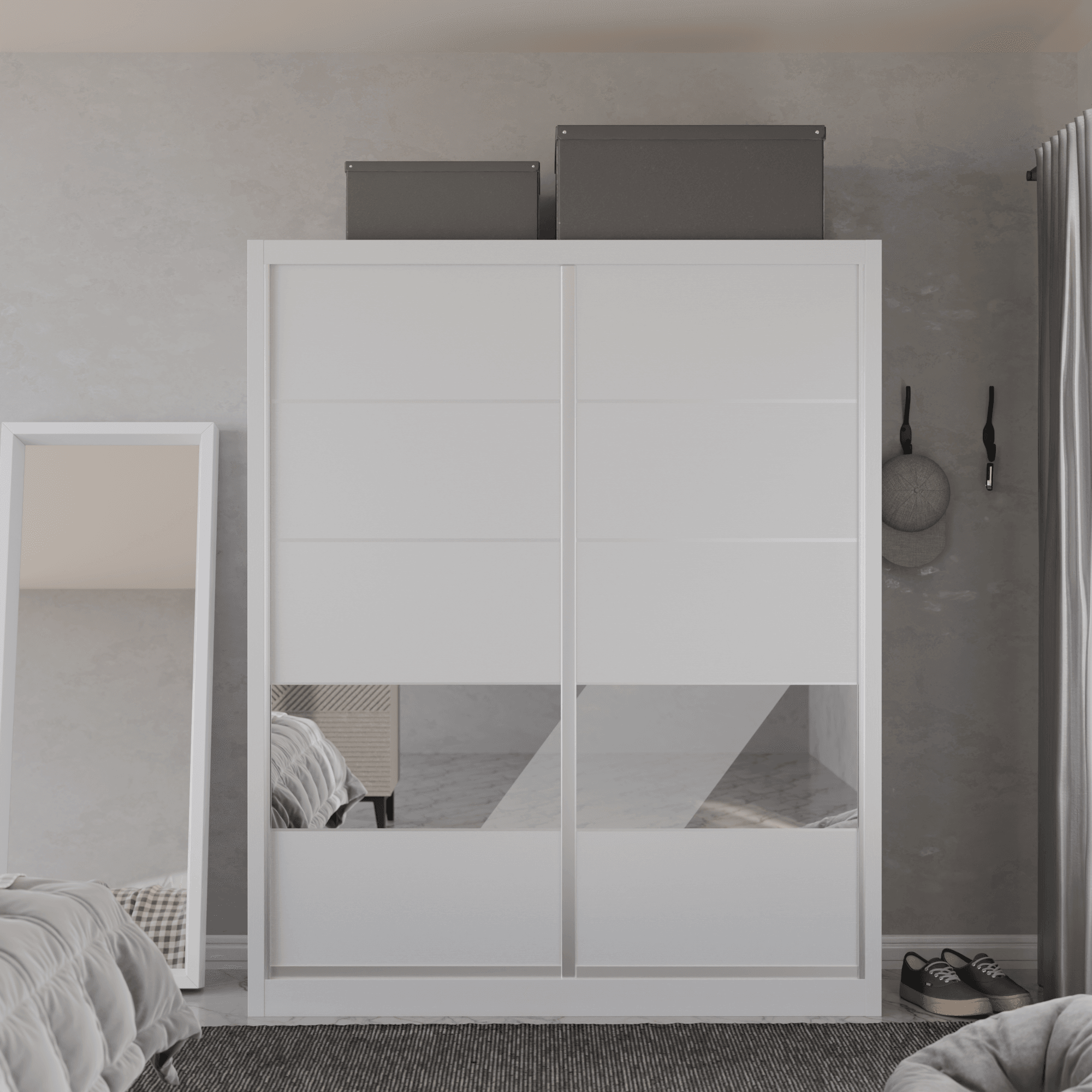 Modolva Modular Wardrobe W02 - Customizable Closet Organizer System with Adjustable Shelves & Hanging Rods for Bedroom, Walk-in Closet & Dorm Room Organization