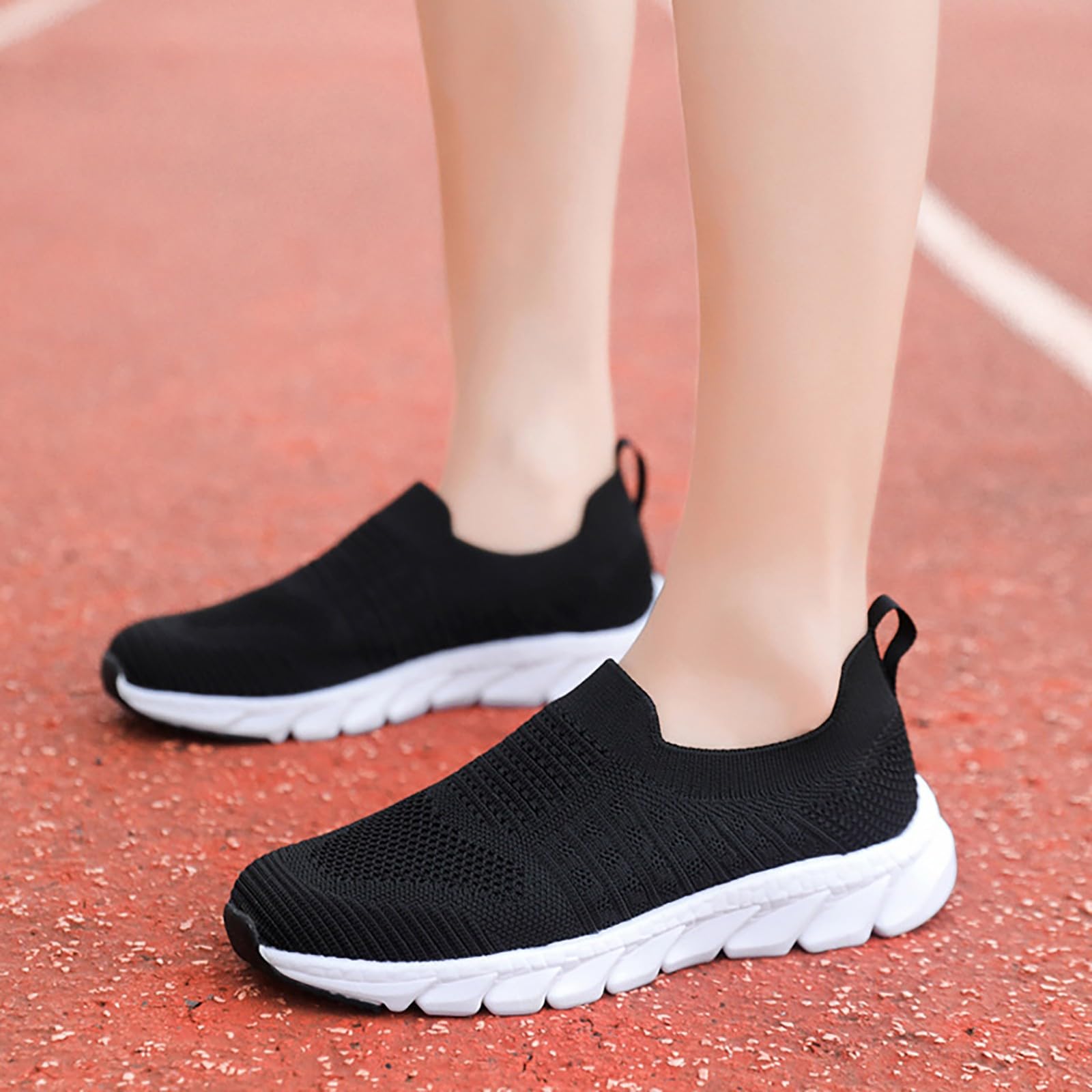 Women's Slip-On Running Shoes - Lightweight Walking Sneakers for Jogging, Casual Wear | Brown & Black Athletic Loafers | Perfect for Gym, Workout, Travel & Everyday Comfort