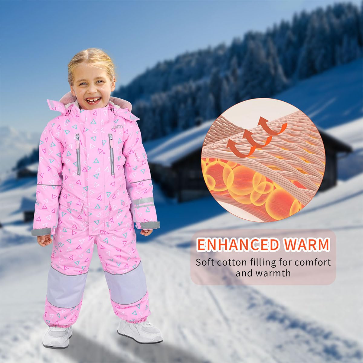Yueta One Piece Snowsuit for Baby Boys & Girls - Waterproof Winter Ski Suit Jacket Jumpsuit for Kids 3-8 Years - Perfect for Snowboarding, Skiing & Outdoor Winter Play