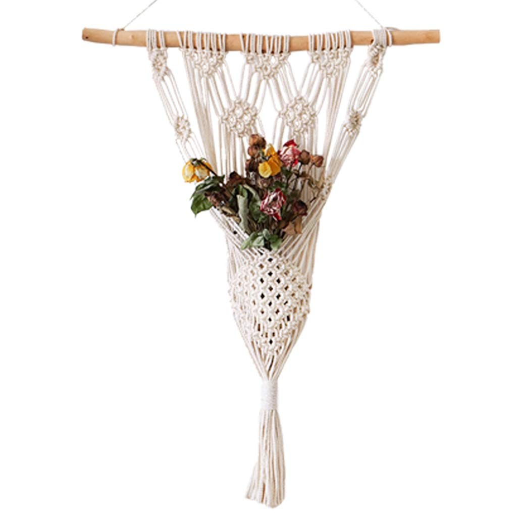 Hand-Woven Cotton Rope Wall Hanging Basket for Indoor Plants - Boho Home Decor Flower Pot Holder, Macrame Plant Hanger for Living Room, Bedroom & Balcony Decoration