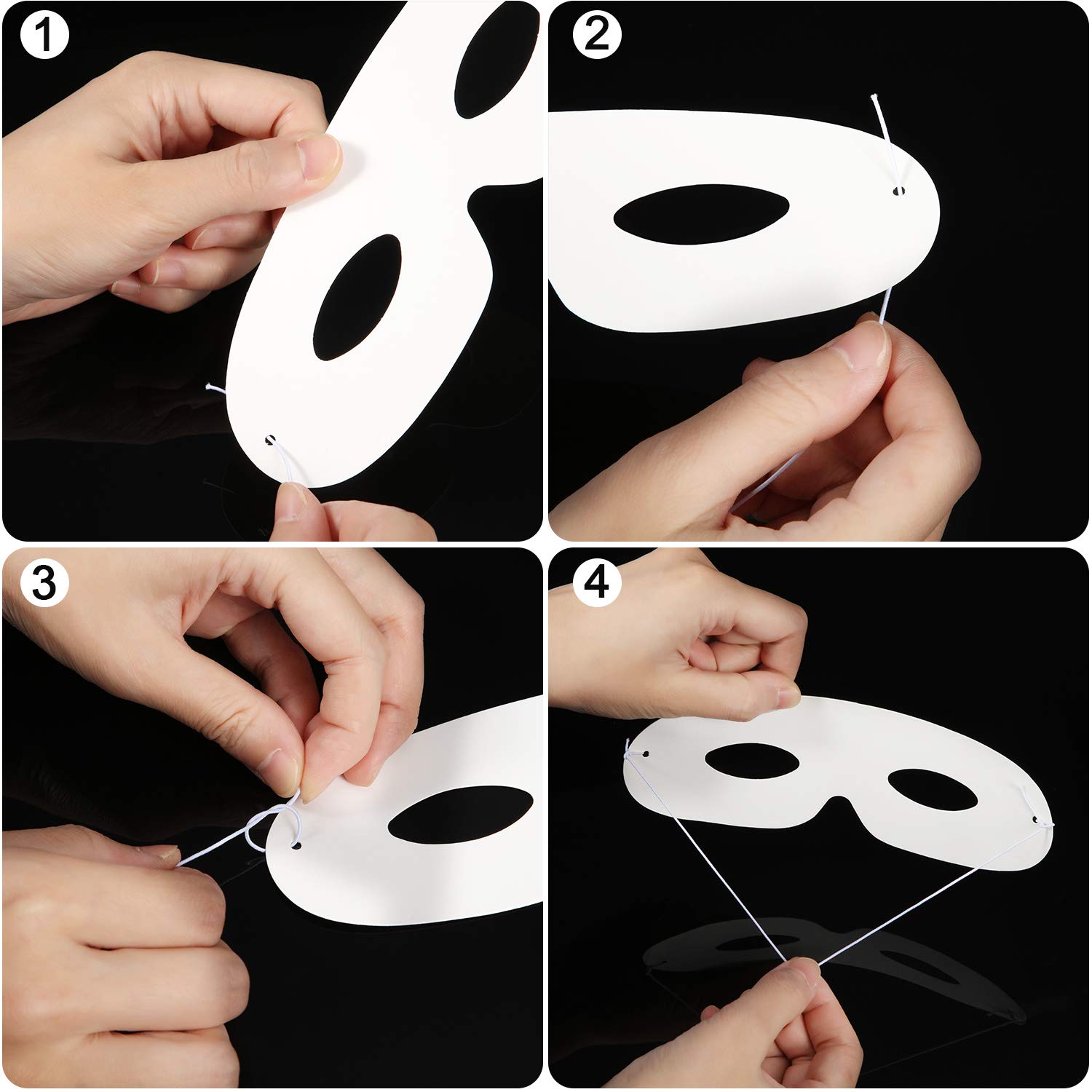 40-Pack White Die-Cut Mardi Gras Mask Craft Paper - DIY Masquerade Masks, Blank Eye Masks for Kids, Party Decorations & Costume Accessories - Perfect for Carnival, Halloween, and School Art Projects
