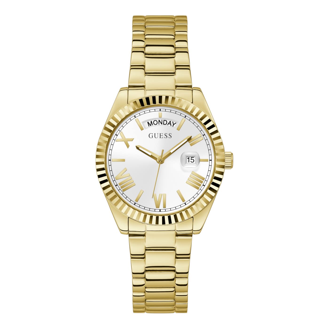 GUESS Coin Edge Bracelet Watch for Women - Stainless Steel Fashion Watch with Coin Edge Design - Perfect for Casual Wear, Office & Special Occasions