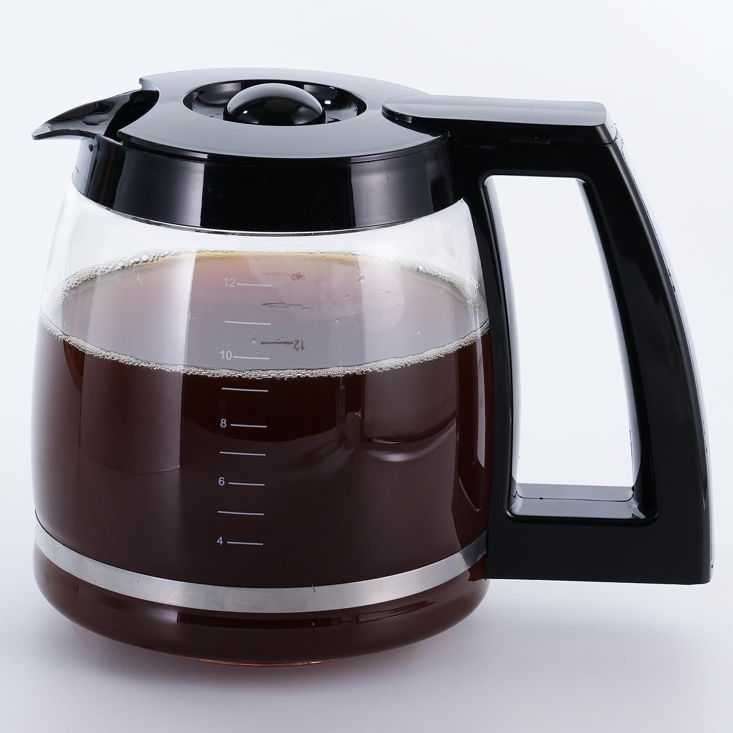 12-Cup Glass Carafe Replacement for Cuisinart DCC-1200PRC Coffee Maker - Decorative Stainless Steel Handle - Perfect for Home, Office & Restaurant Use