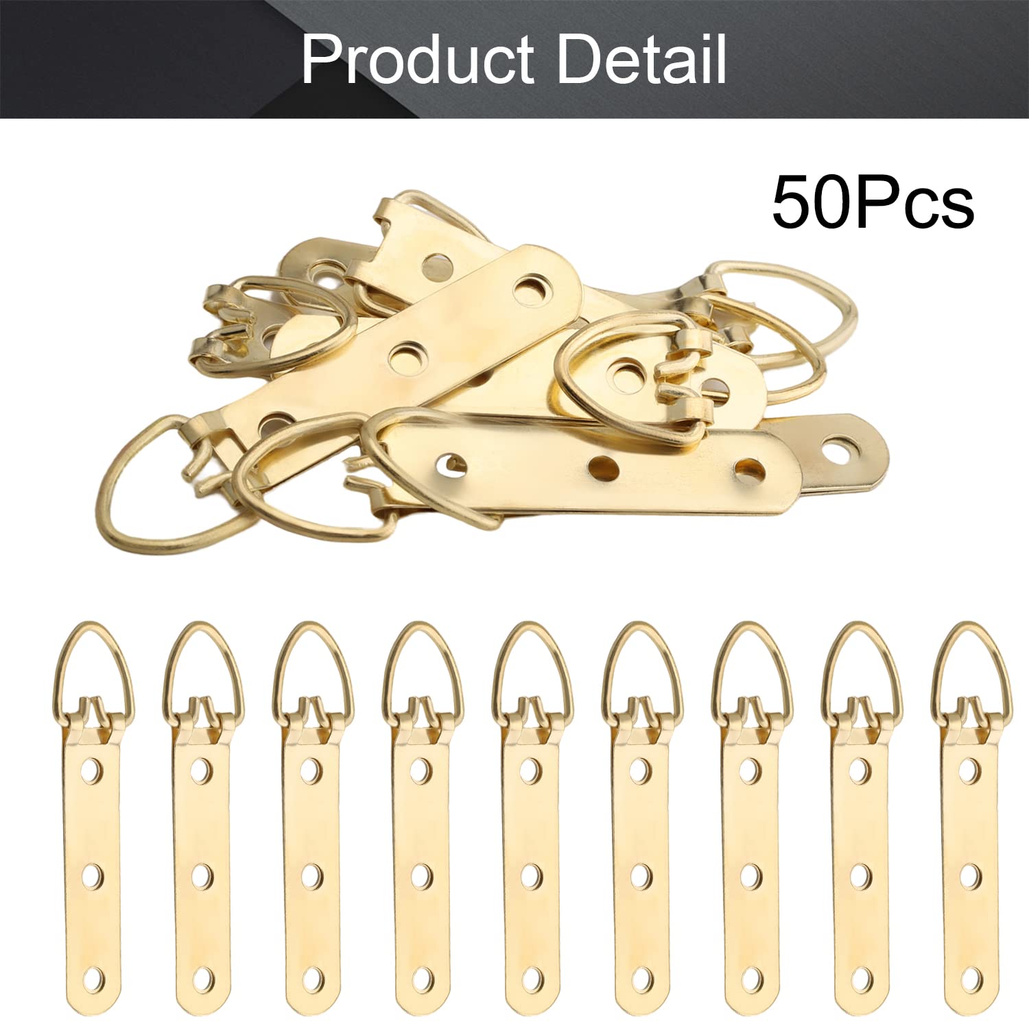 Gold Tone Ring Picture Frame Buckle Kit (50PCS) for Home & Photo Hanging Decor