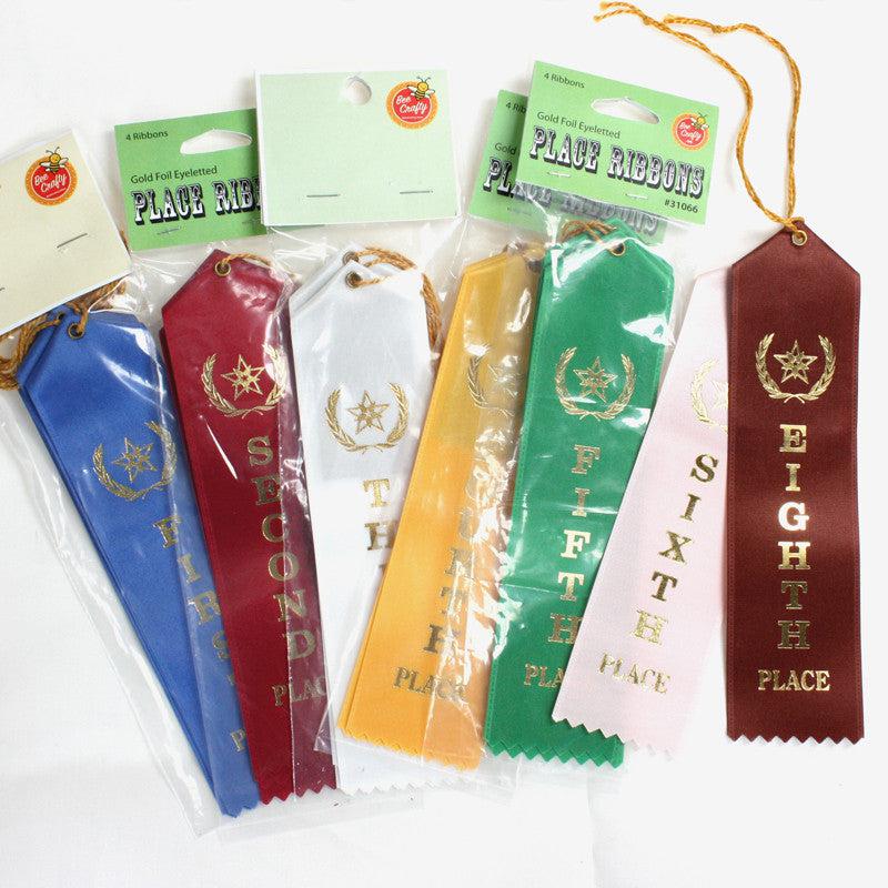 1st - 10th Place Award Ribbons with Point Top & String - Pack of 10 for Competitions, Sports Events & School Awards