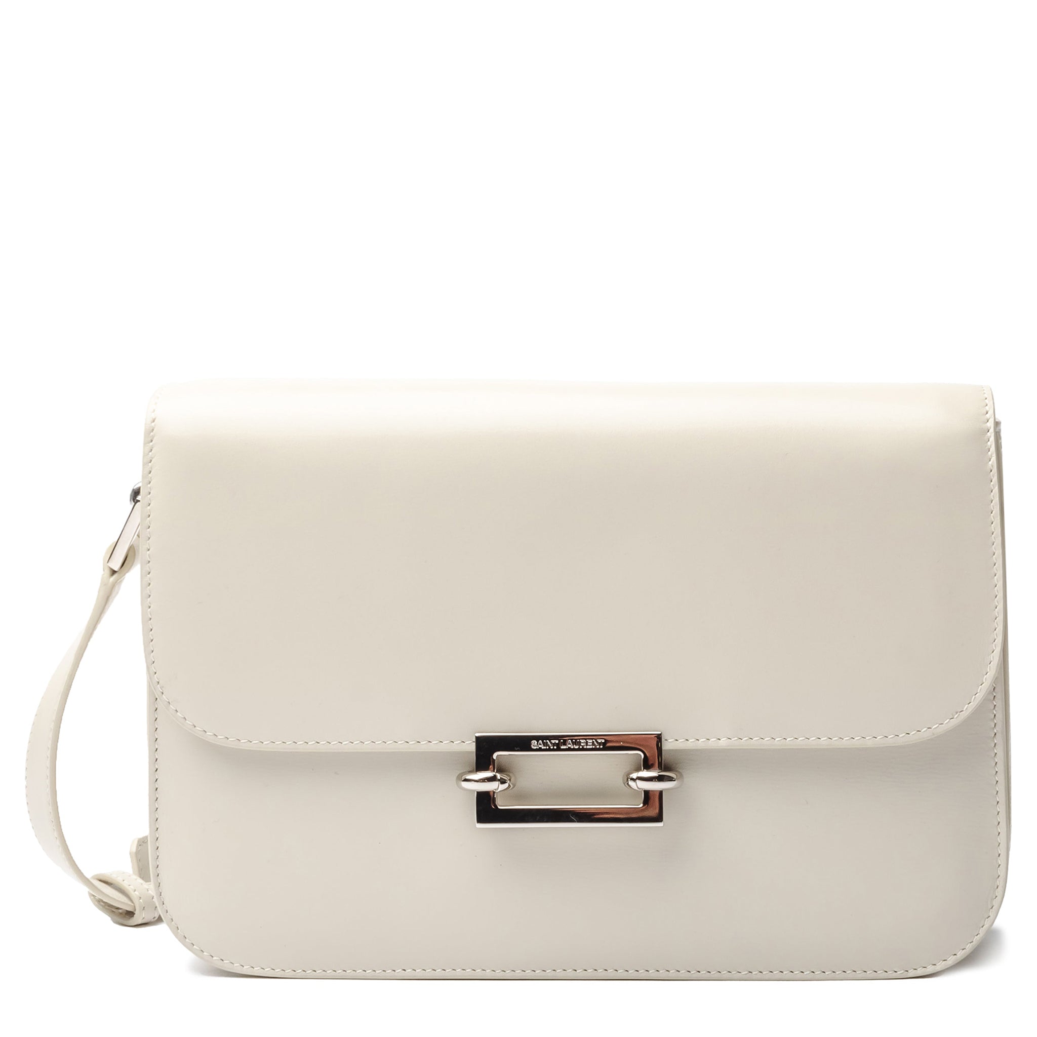 Saint Laurent Le Maillon Leather White Satchel Bag for Women - Luxury Designer Handbag for Work, Travel & Evening Events