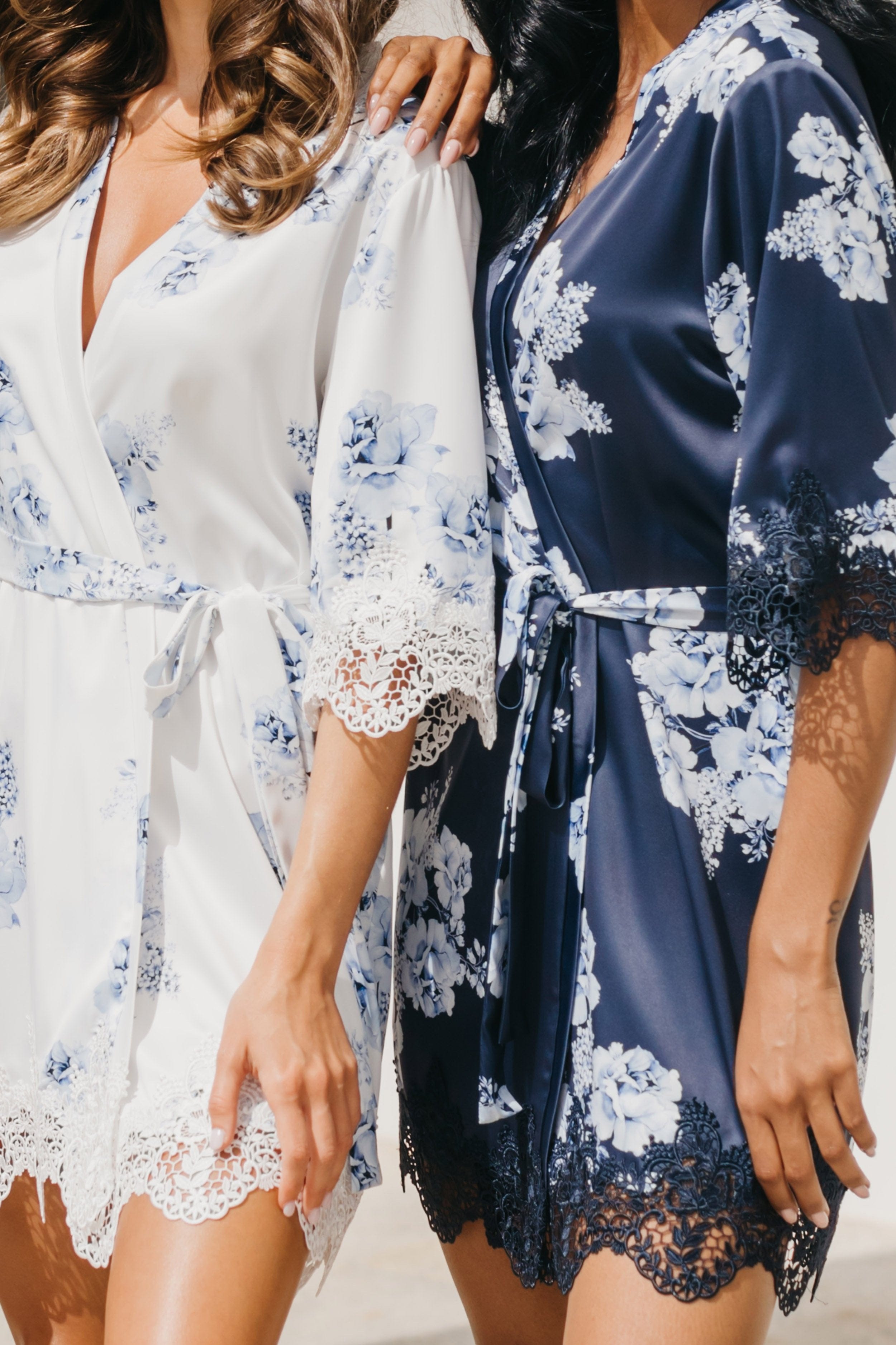Ivana Bleu De Fleur Printed Robe - Floral Kimono Cover Up for Women, Lightweight Summer Beach Dress, Perfect for Poolside, Vacation & Boho Fashion