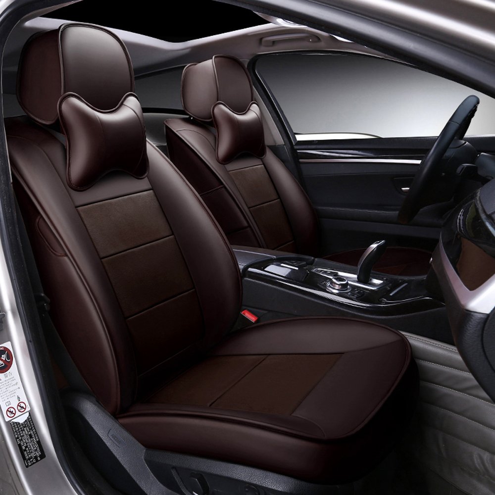 Genuine Leather Car Seat Cover for Toyota FJ Cruiser - 16PCS Custom Fit Set (Coffee) - Durable & Stylish for Daily Driving