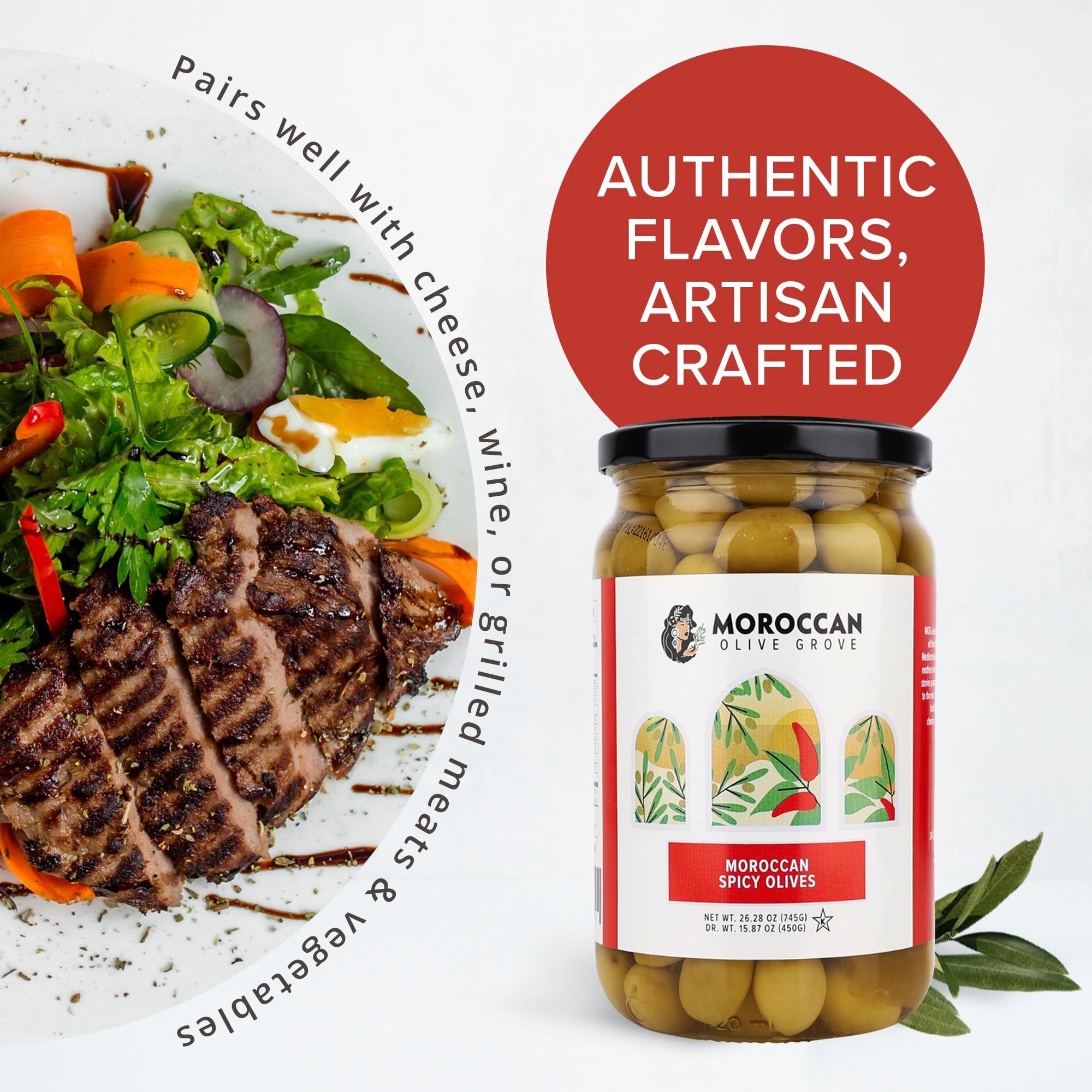 Premium Picholine Pitted Green Olives from Moroccan Olive Grove - Handpicked Gourmet Olives, Traditionally Cured, Natural Flavor Enhancer (2-Pack, 700g/Jar) - Perfect for Charcuterie Boards, Mediterranean Recipes & Healthy Snacking