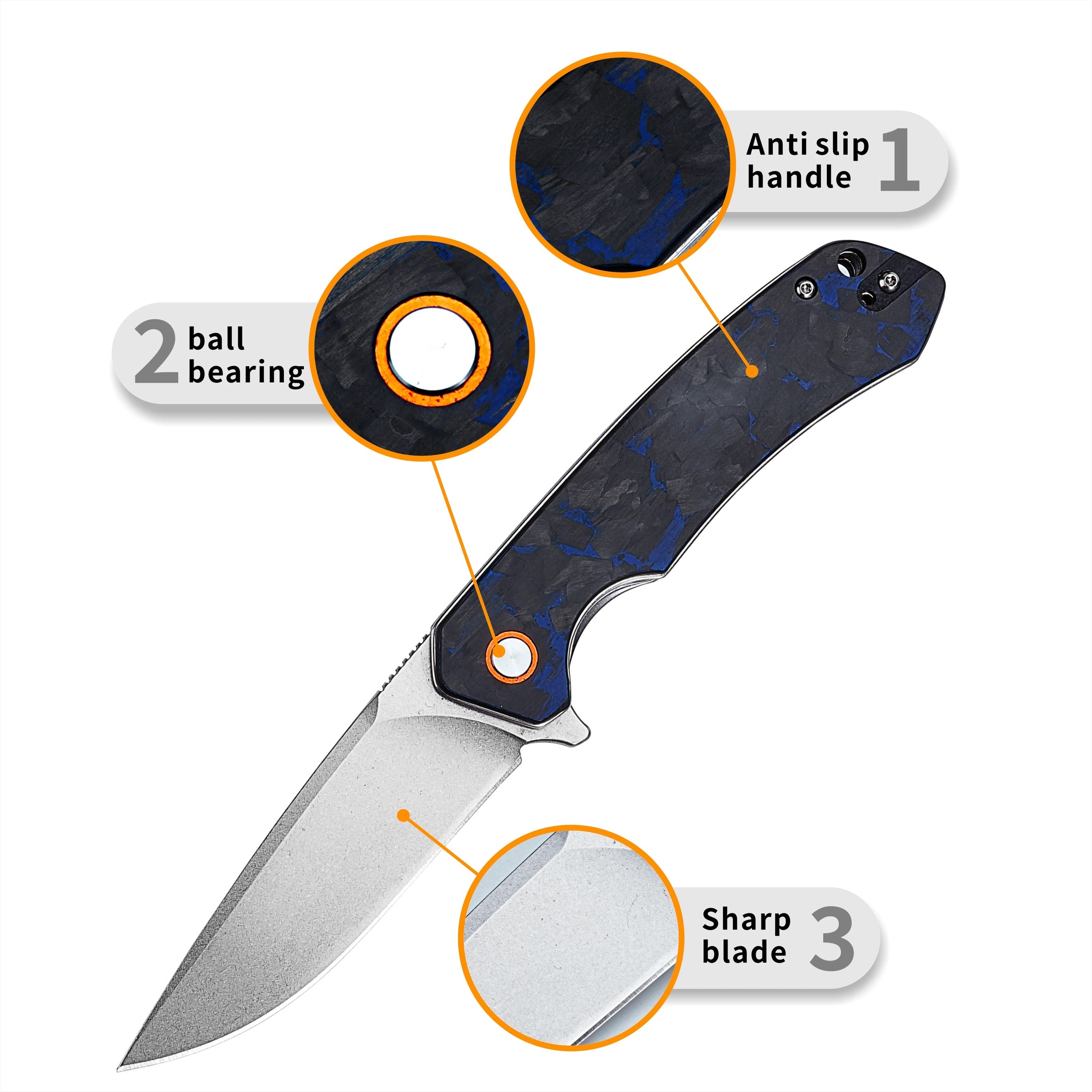 Premium D2 Steel EDC Pocket Knife - Tactical Folding Knife with G10 Handle & Leather Sheath | Outdoor Survival, Camping, Hunting, Everyday Carry