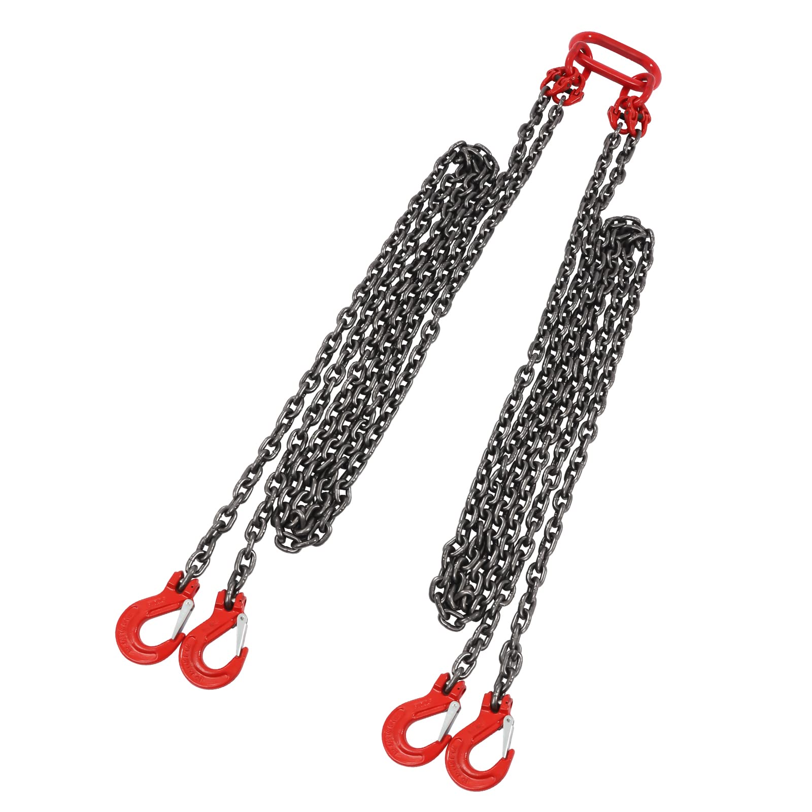 5/16 Inch x 13 FT G80 Lifting Chain Sling with 4 Leg Grab Hooks - 11,000LBS/5T Capacity for Engine Hoist, Industrial Machinery, Construction & Automotive Repair - Heavy Duty Load Bearing Equipment for Workshop, Garage & Job Site
