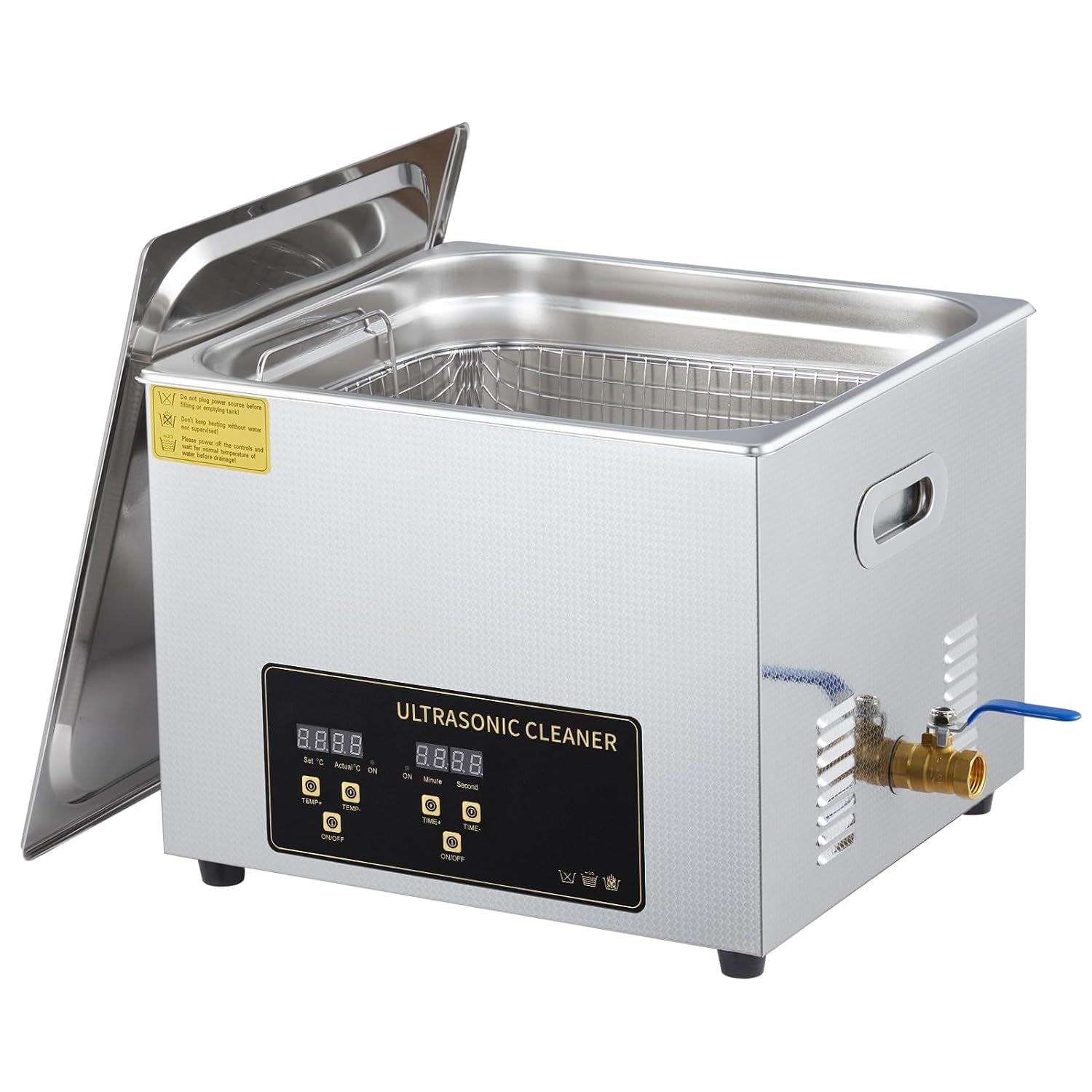 360W 15L Ultrasonic Jewelry Cleaner Machine with Digital Timer & Heater - 304 Stainless Steel Tank for Dentures, Glasses, Industrial Parts, Carburetors & Circuit Boards - Perfect for Jewelry Stores, Dental Clinics & Home Use