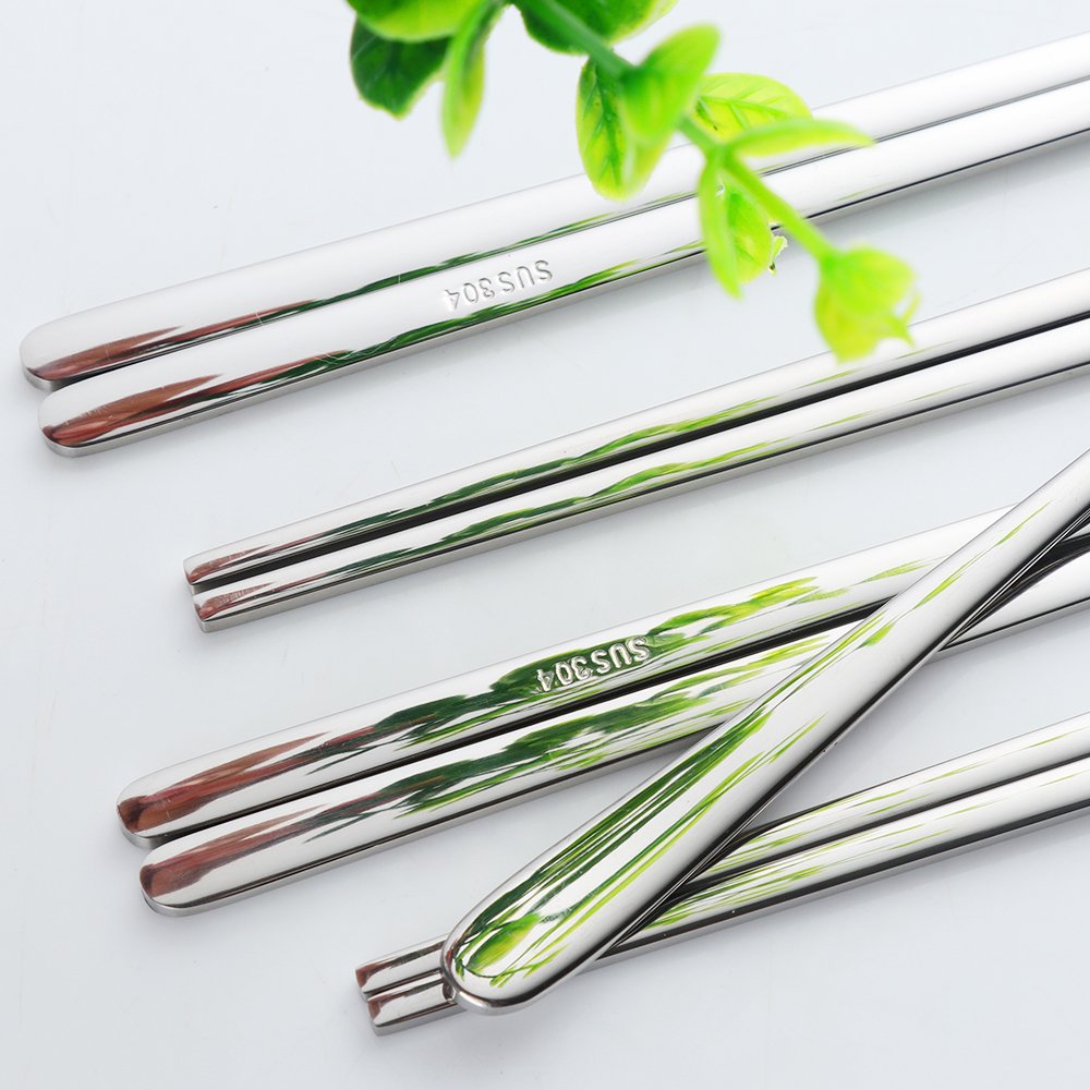 Premium 4-Piece Korean Stainless Steel Chopsticks & Spoon Set - Reusable Silver Metal Cutlery for Asian Dining | Perfect for Home, Restaurants & Gifting