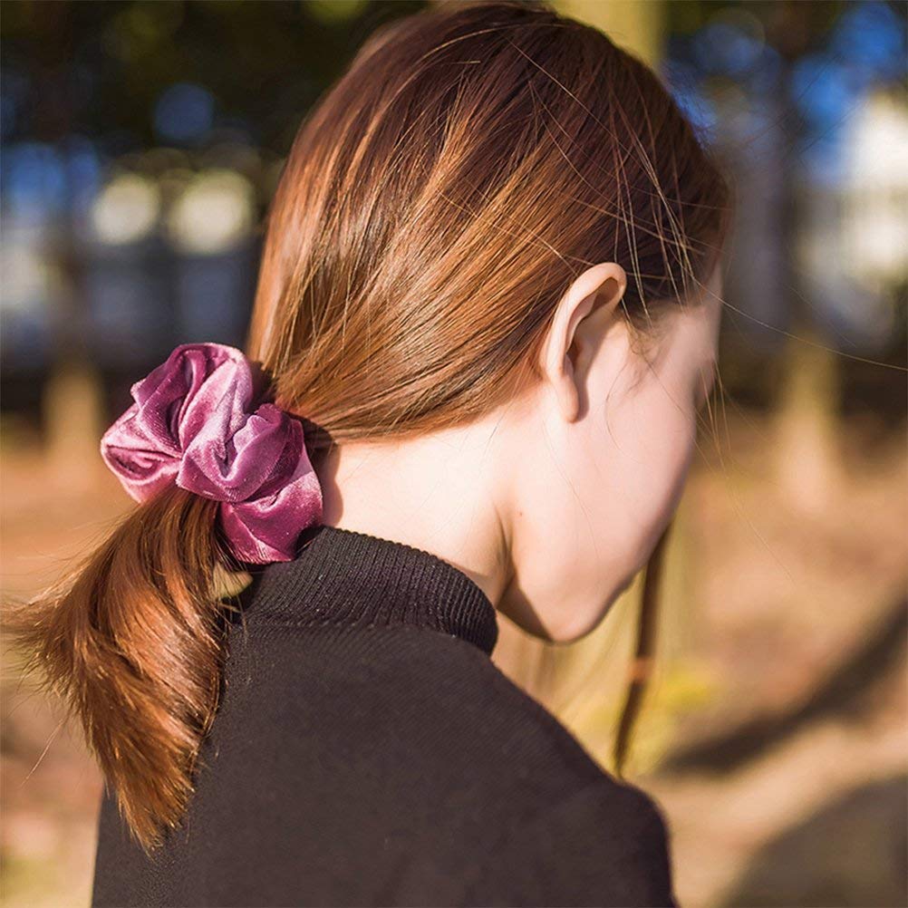 Trendy Club 12-Pack Velvet Hair Scrunchies for Women & Girls - Soft Elastic Hair Ties, Ponytail Holders & Elegant Hair Accessories (Perfect for School, Work, Gym & Everyday Styling)