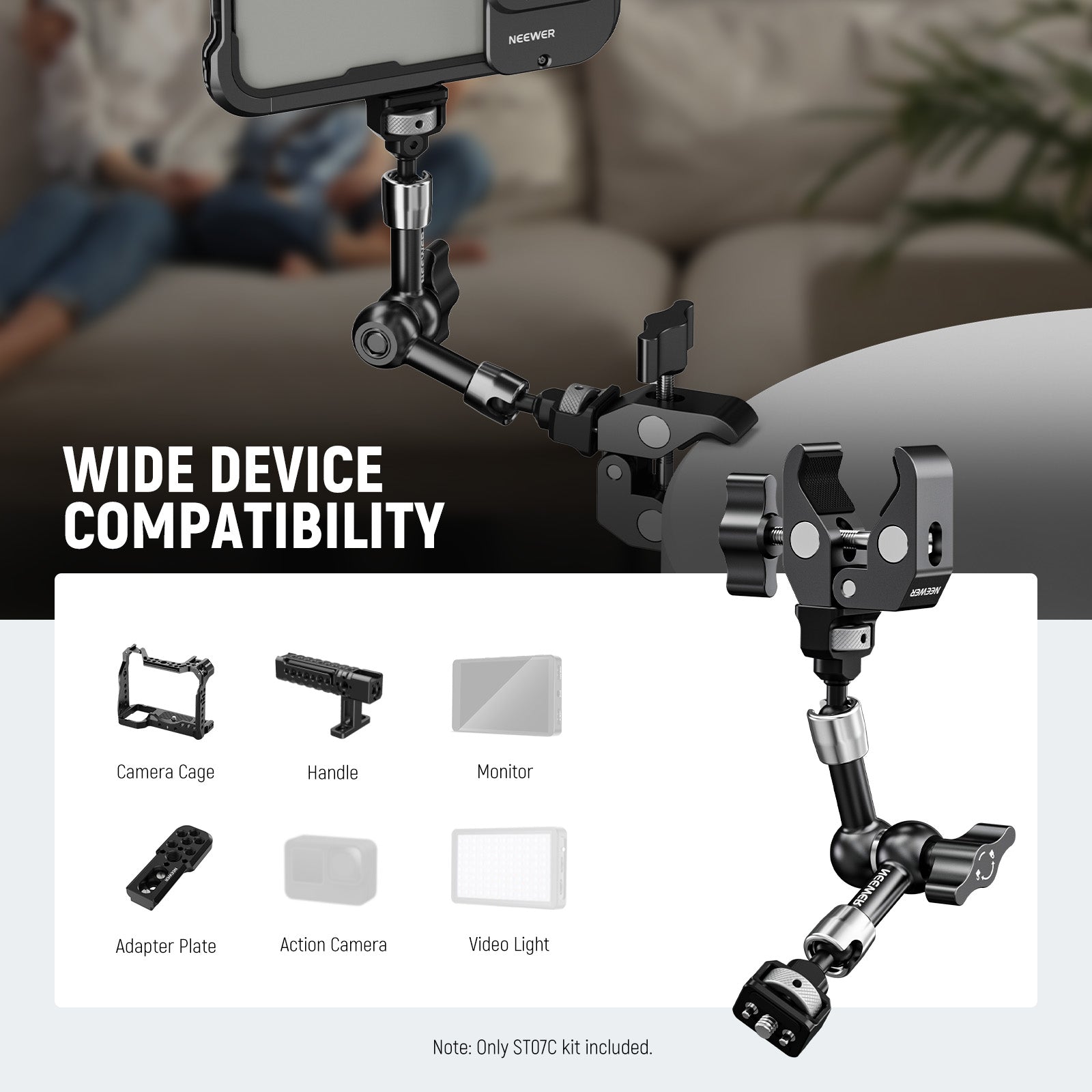 NEEWER ST07C/ST16C Adjustable Magic Arm with Super Clamp for Camera, Light, Microphone - Perfect for Photography, Videography & Studio Setup