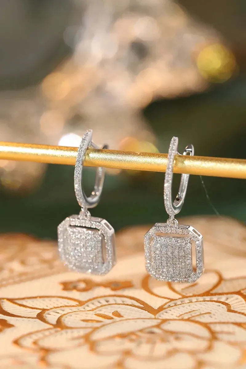 18K White Gold 0.50 Carat Natural Diamond Hoop Earrings for Women - Square Wedding Jewelry Set, Perfect for Bridal, Anniversary & Special Occasion Gifts