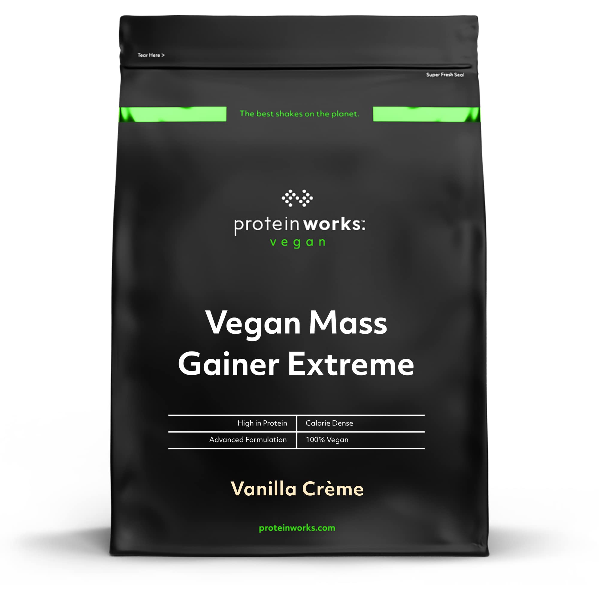 THE PROTEIN WORKS Vegan Extreme Mass Gainer Powder - High Calorie Vanilla Creme Protein Shake for Weight Gain with Vitamins & Minerals (2kg) | Post-Workout Recovery & Muscle Building Supplement